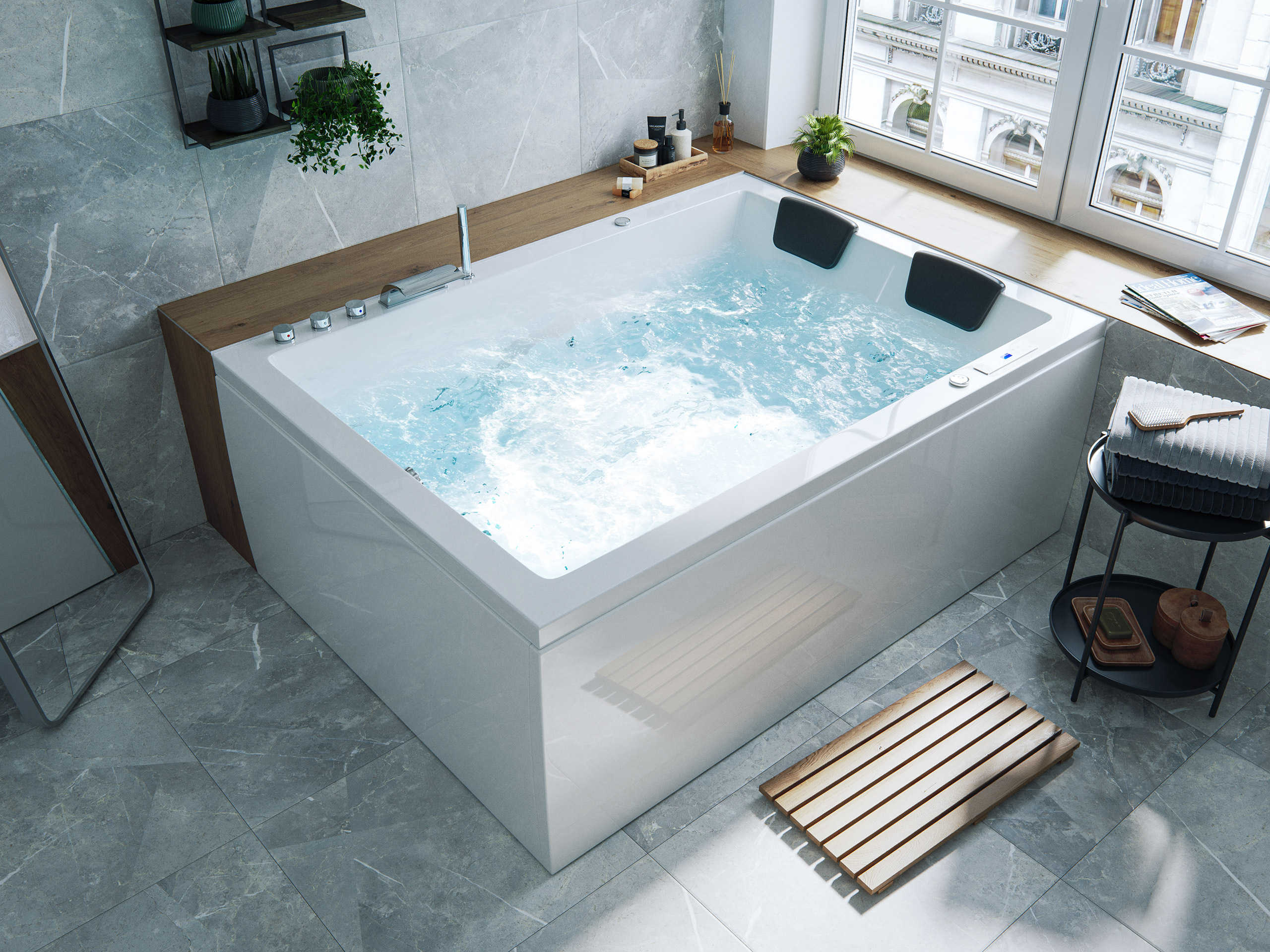 Whirlpool Andalusia 2 Pers. 180x130 rechts Made in Germany 24 Düsen mit Armatur