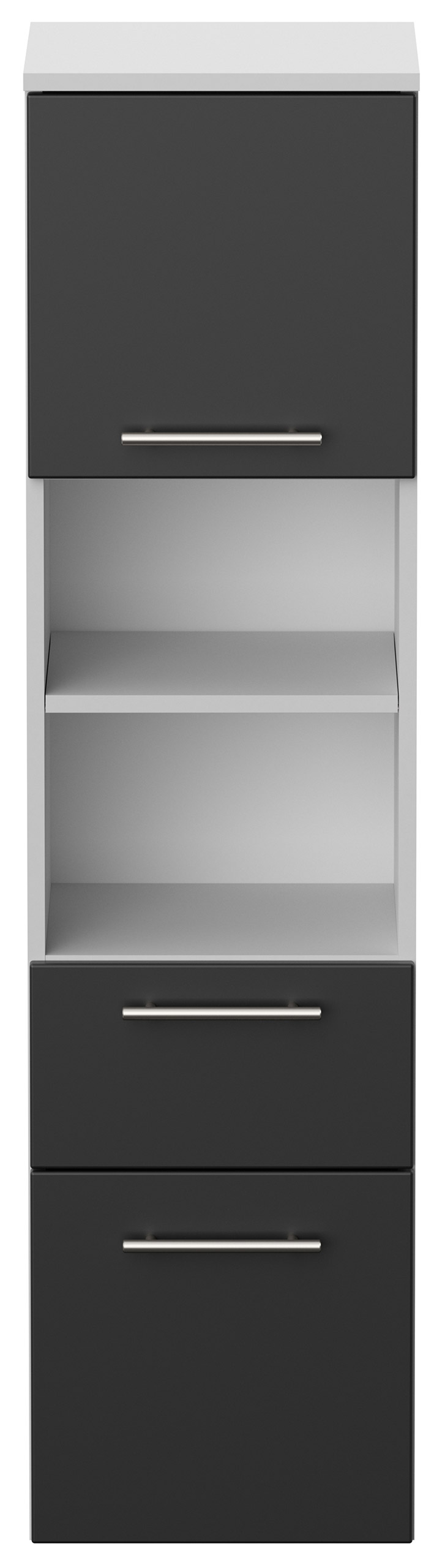 Hochschrank SANTINI 135cm weiss matt mit Fronten in schwarz