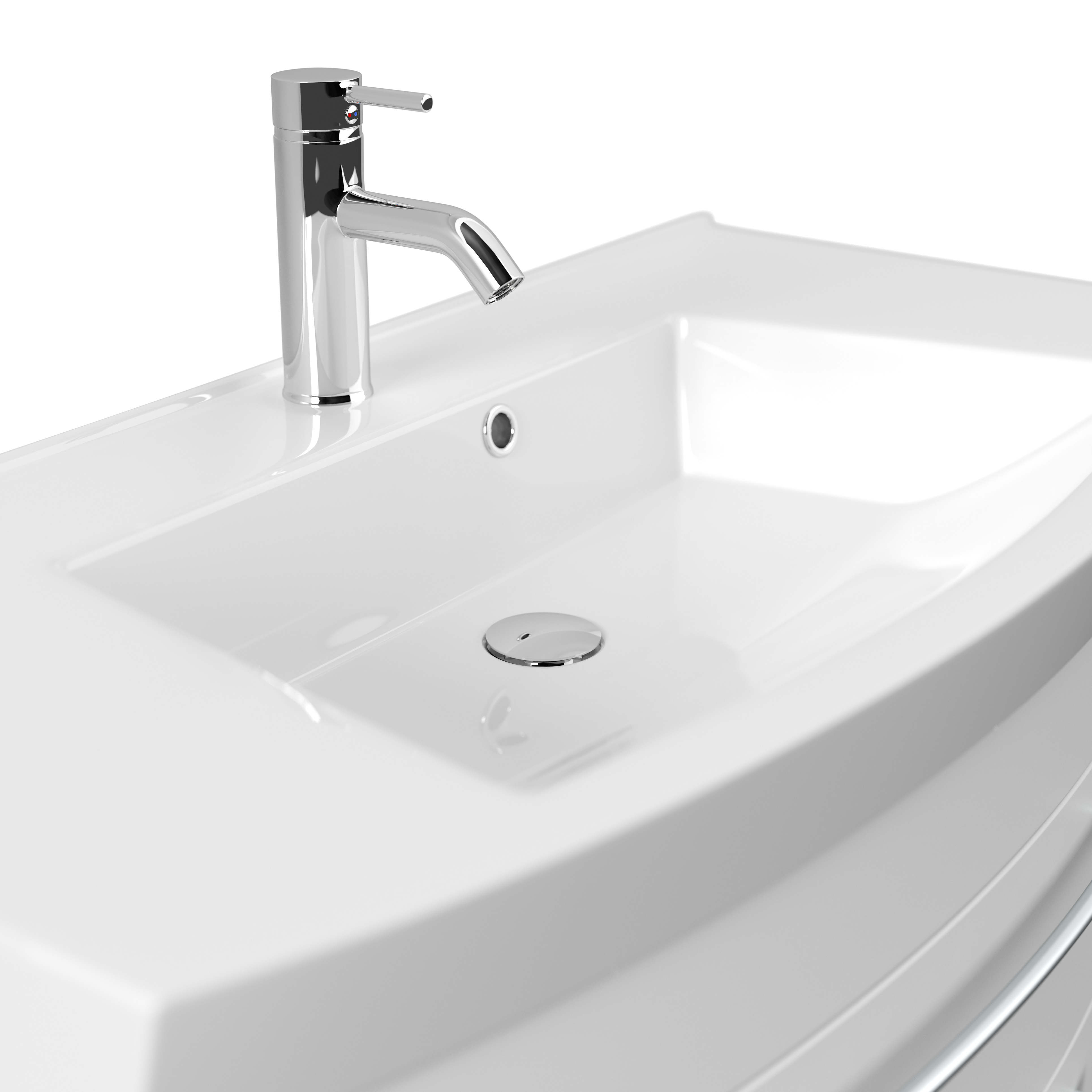 Badmöbel Bella 100 mit runder Front SoftClose lackiert weiss matt