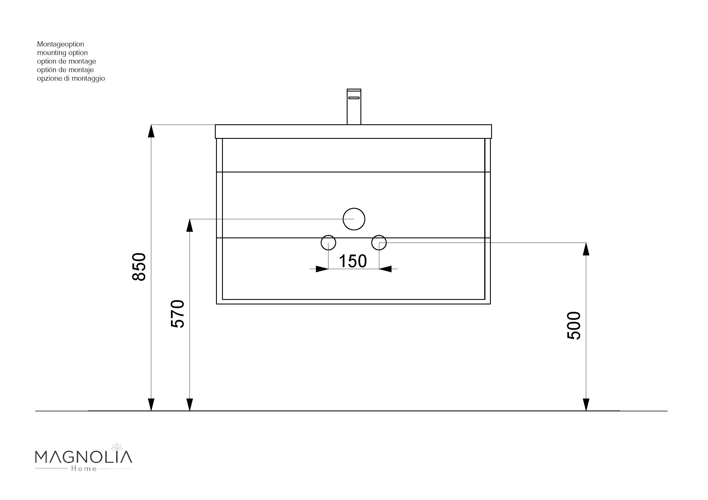 Badmöbel Bella 80 mit runder Front SoftClose beton
