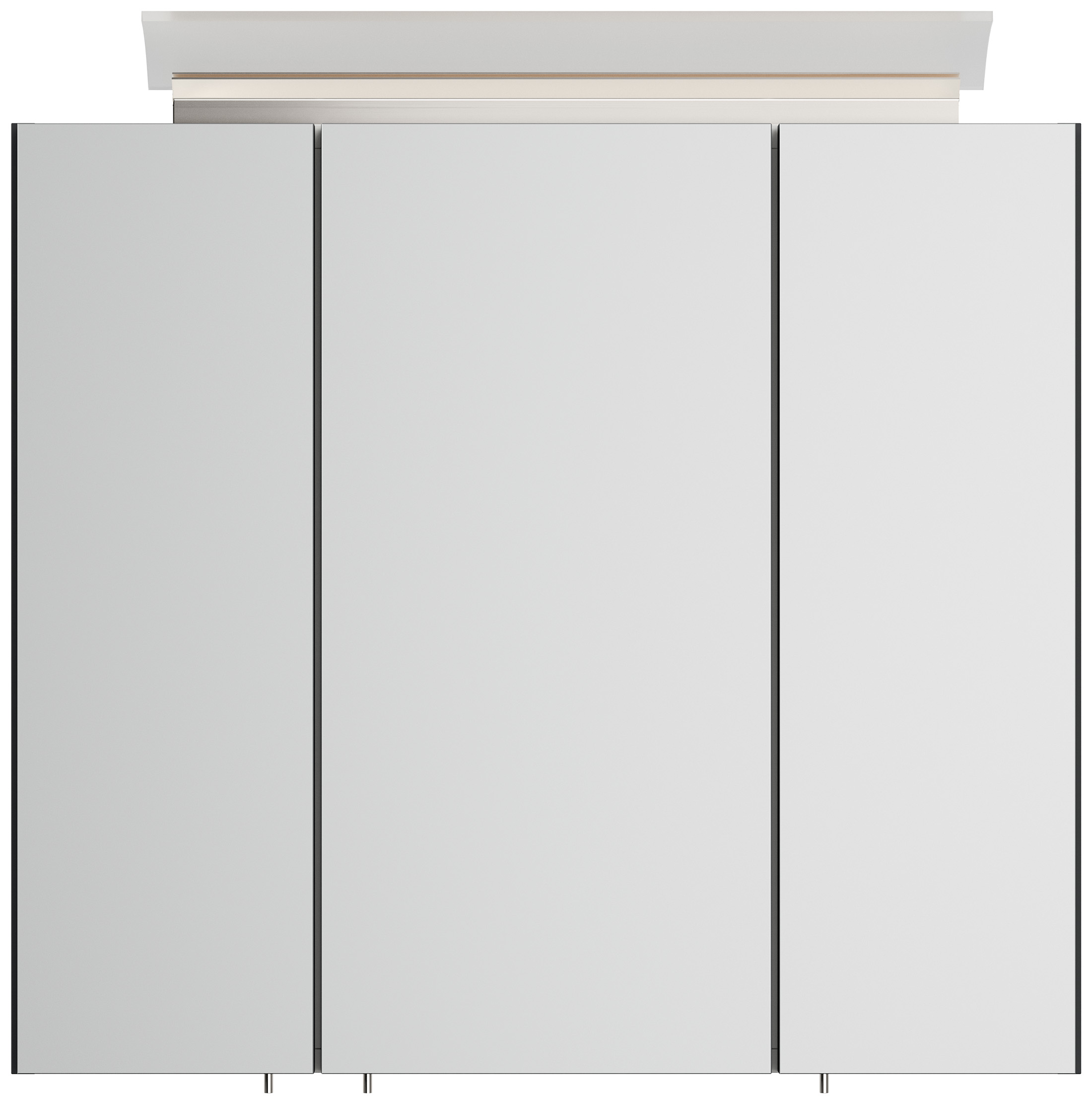 Spiegelschrank 70cm inkl. Design LED-Lampe und Glasböden grafit