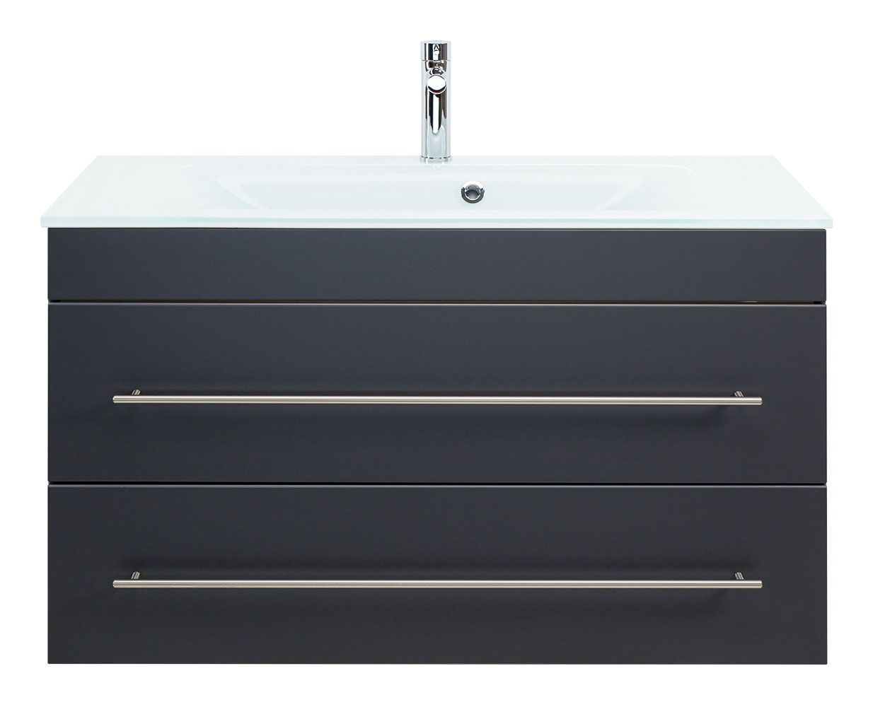 Badmöbel Vitro 1000 mit Glaswaschbecken SoftClose anthrazit