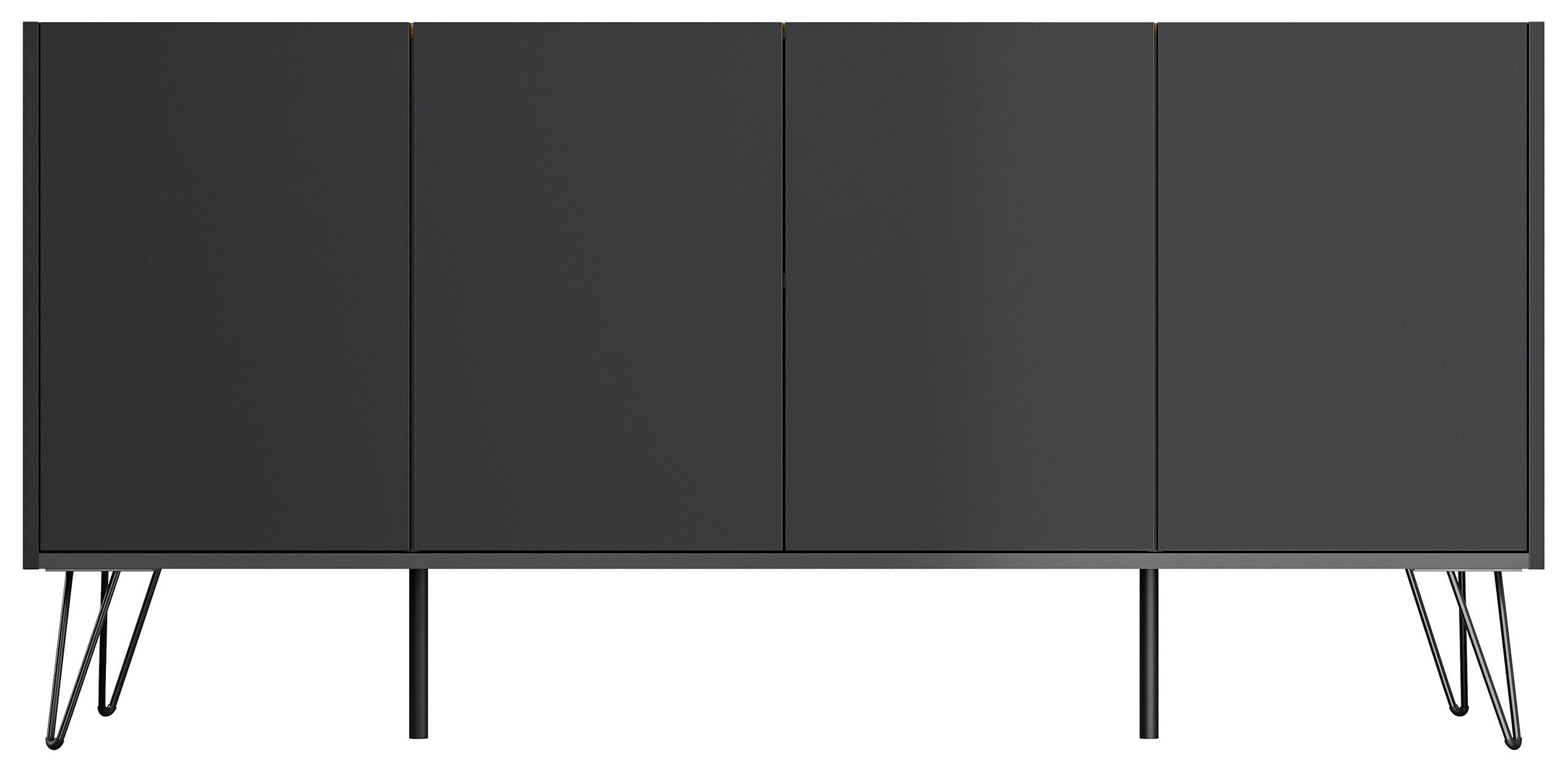 Raumwunder XL Sideboard Kommode Maxim 155cm stehend 4 Türen Grafit/Eiche Top