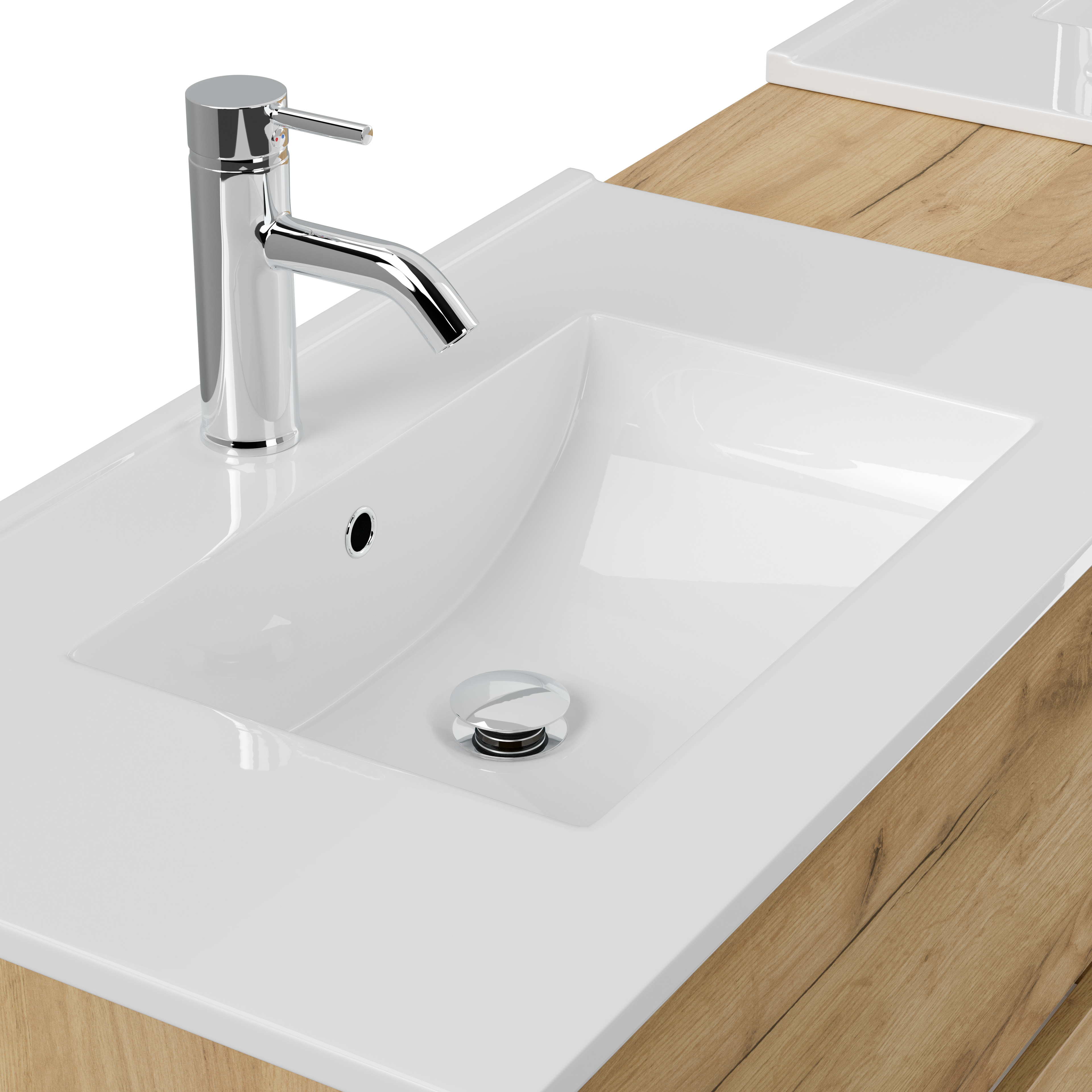 Badmöbelset Taifun 190cm 5tlg mit 2x Spiegelschrank & 2x Badschrank eiche gold