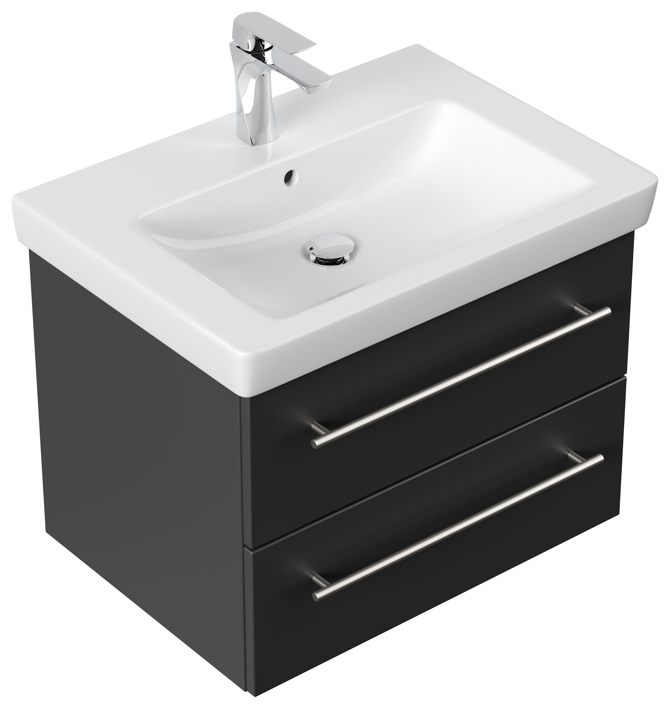 Badmöbel mit Villeroy & Boch Subway 2.0 Waschbecken 65 cm SoftClose schwarz