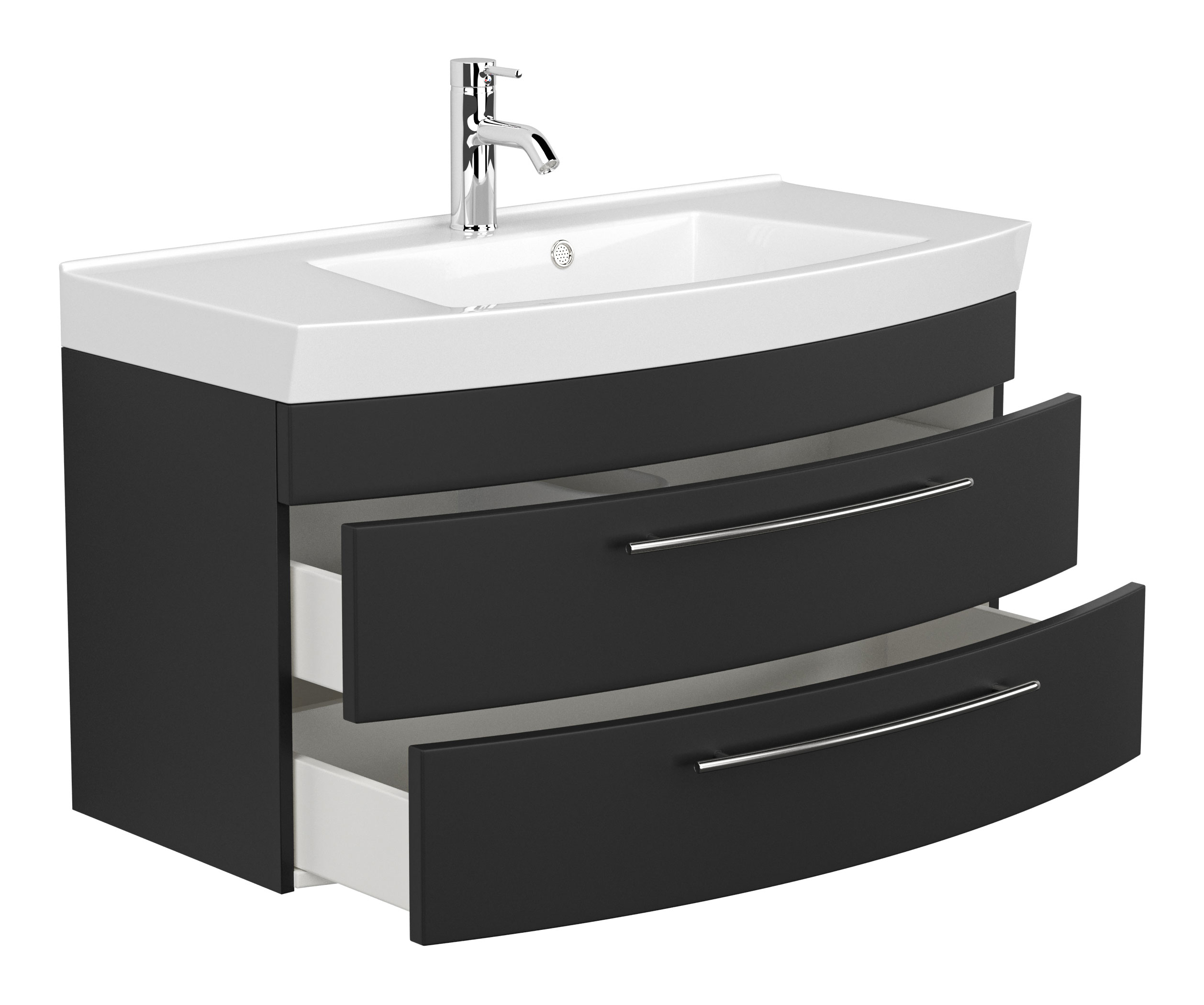 Badmöbel-Set Toscana 100 cm (3-teilig) SoftClose anthrazit