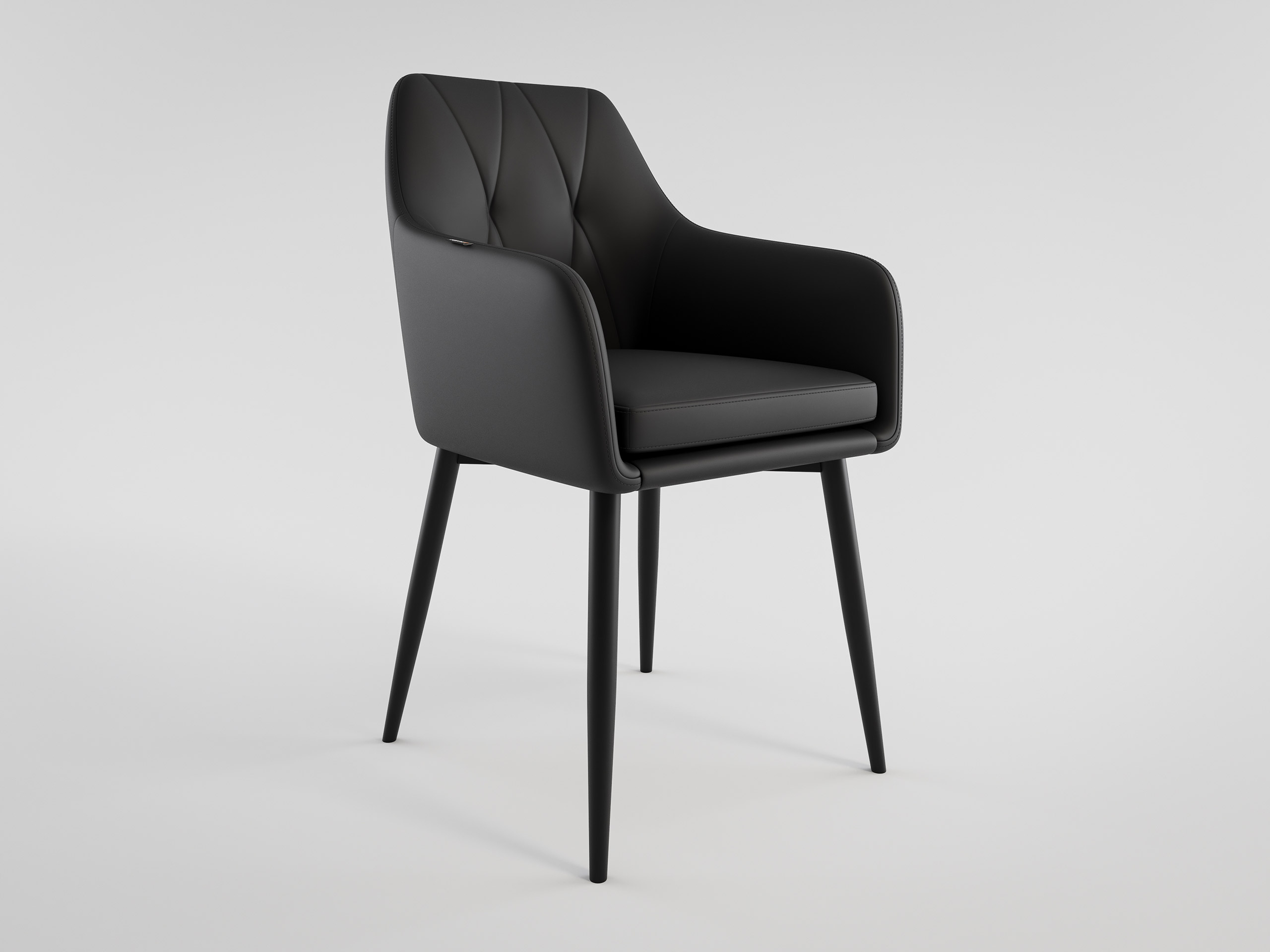 Esszimmerstuhl Design Küchenstuhl Ida Kunstleder schwarz Metallbeine