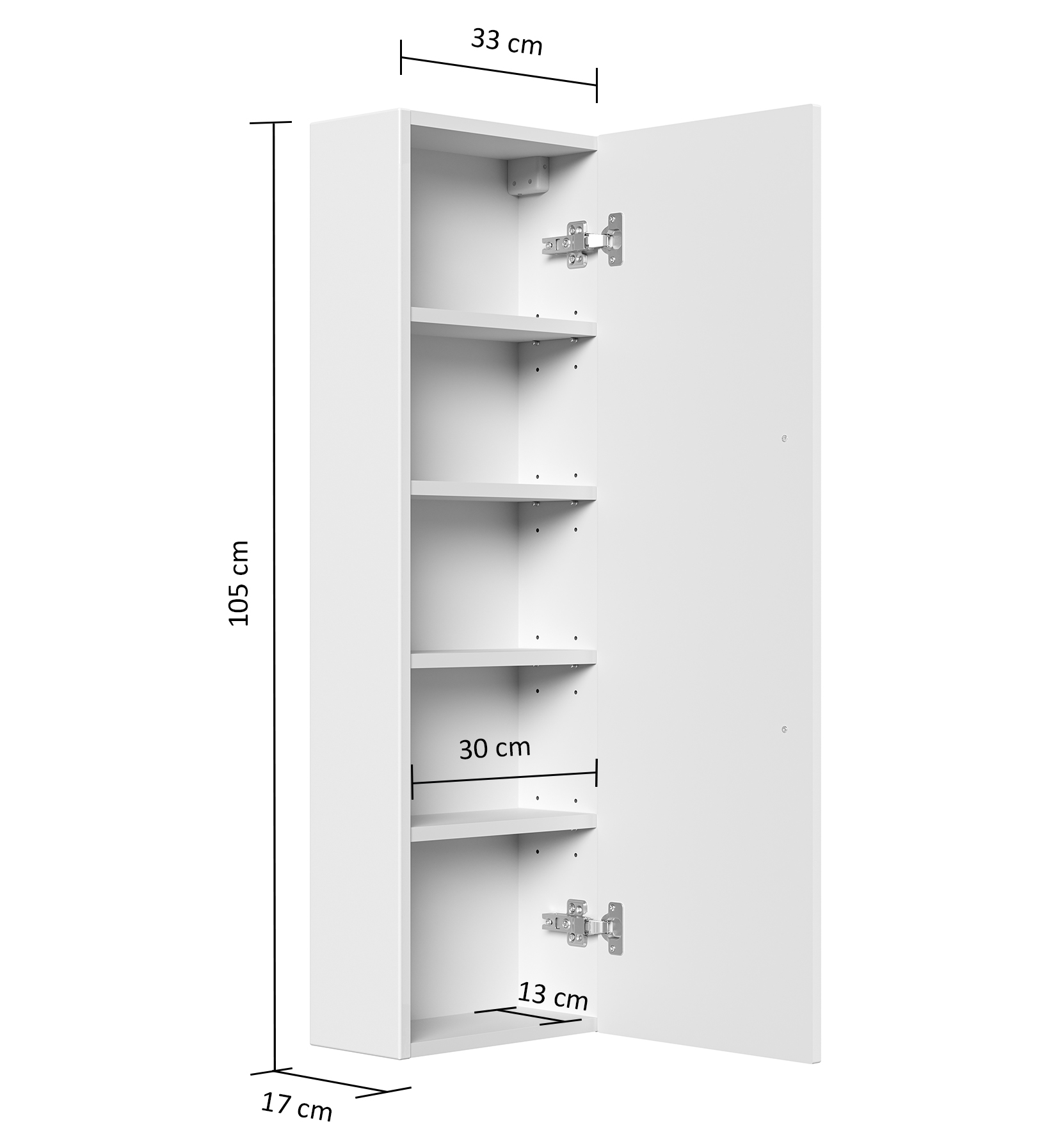 Hochschrank Slimline nur 17cm Tief (BxH) 33x105 cm eiche hell