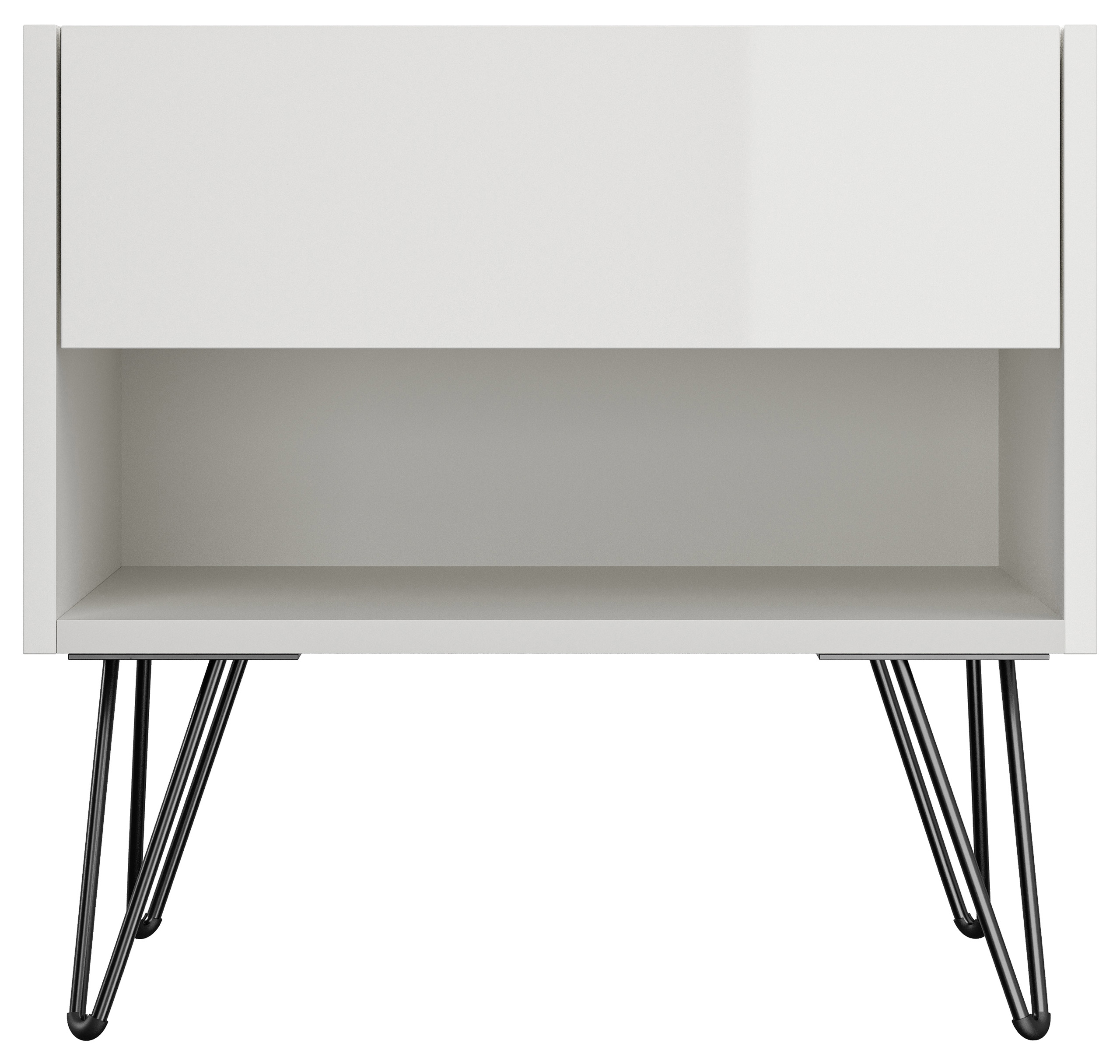 2er Set Nachttisch Kommode Dion 50cm SoftClose stehend Weiß Hgl