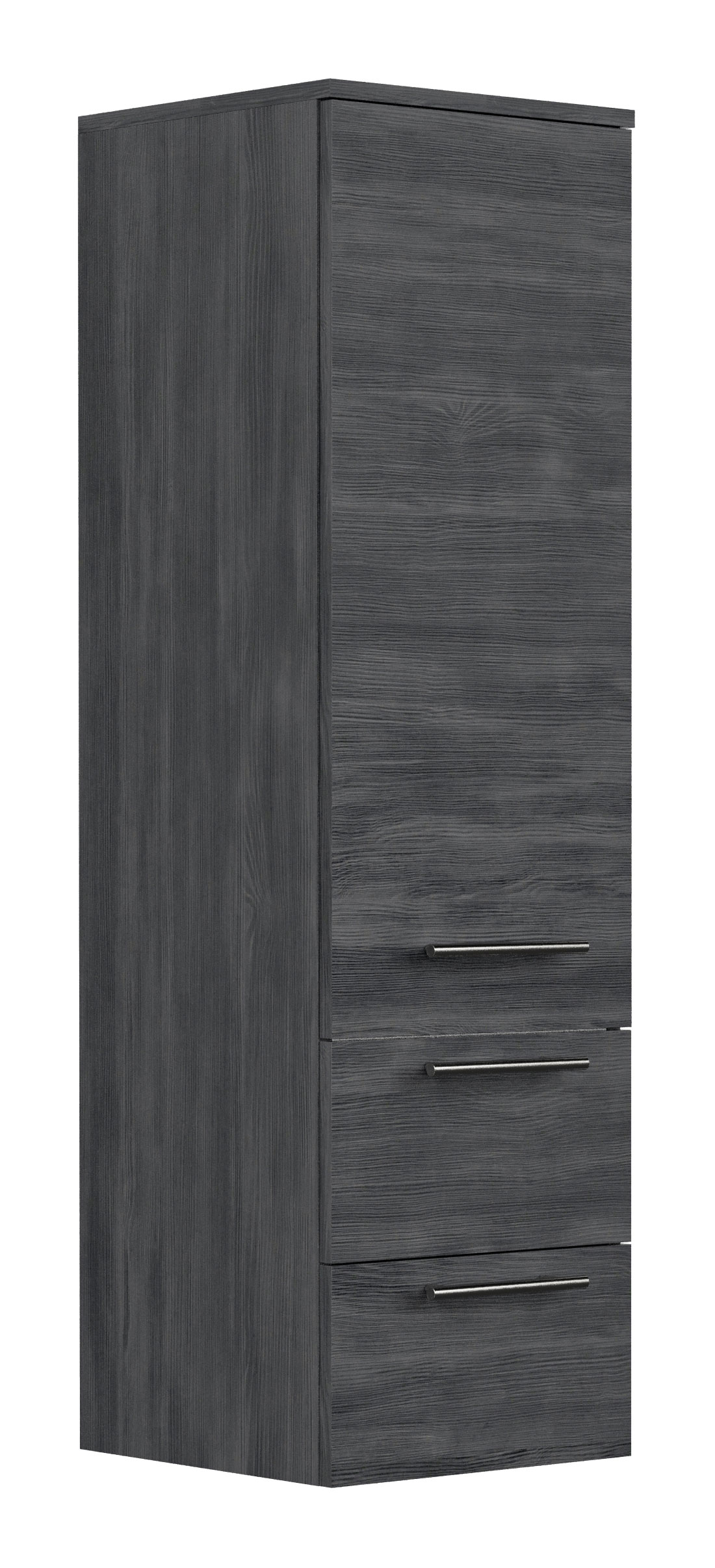 Hochschrank 120 cm in Graphit mit Glaseinlagen