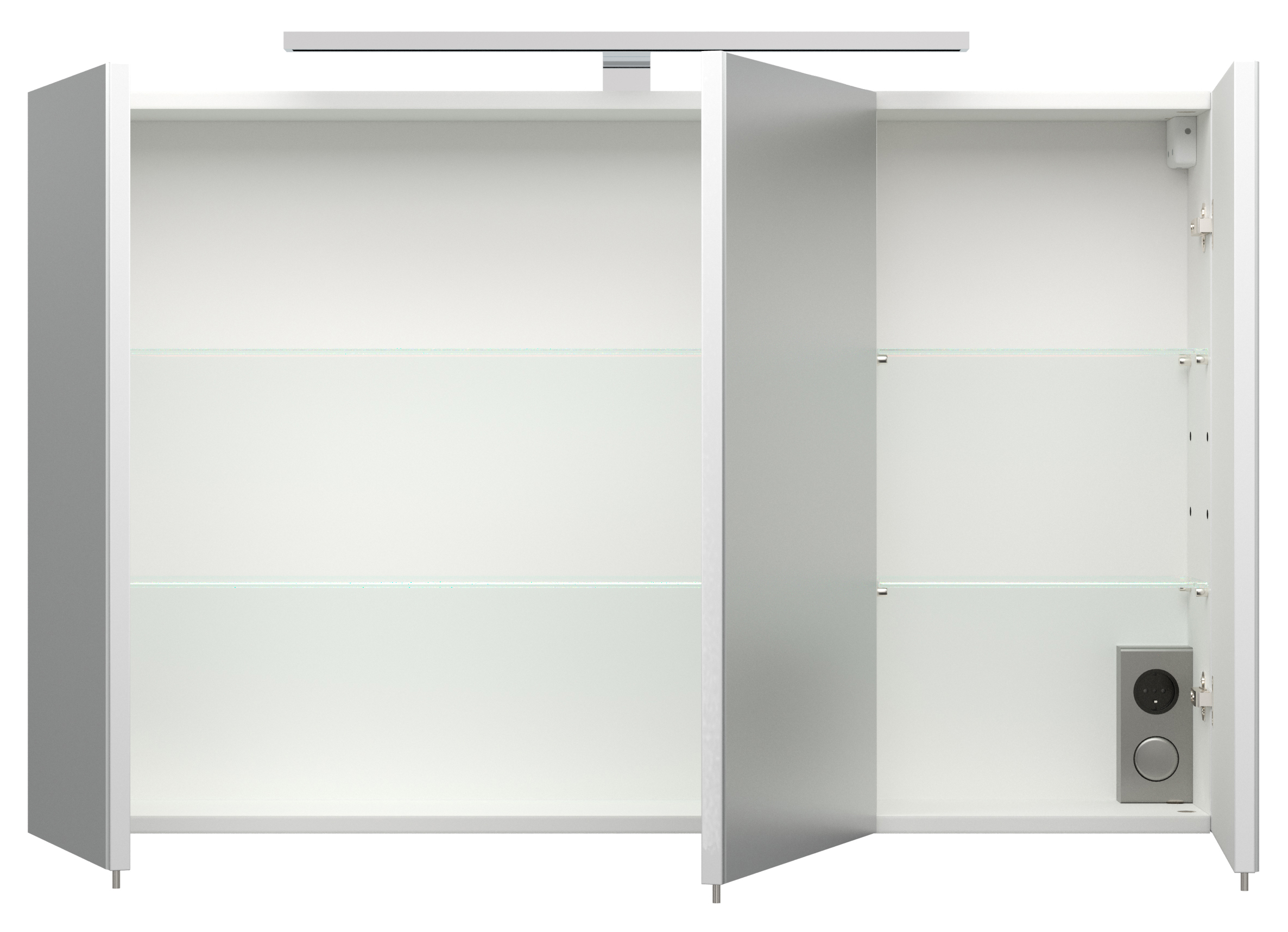 Badmöbel-Set 100cm Premiumausstattung inkl. Licht, allseitig weiß hochglanz 