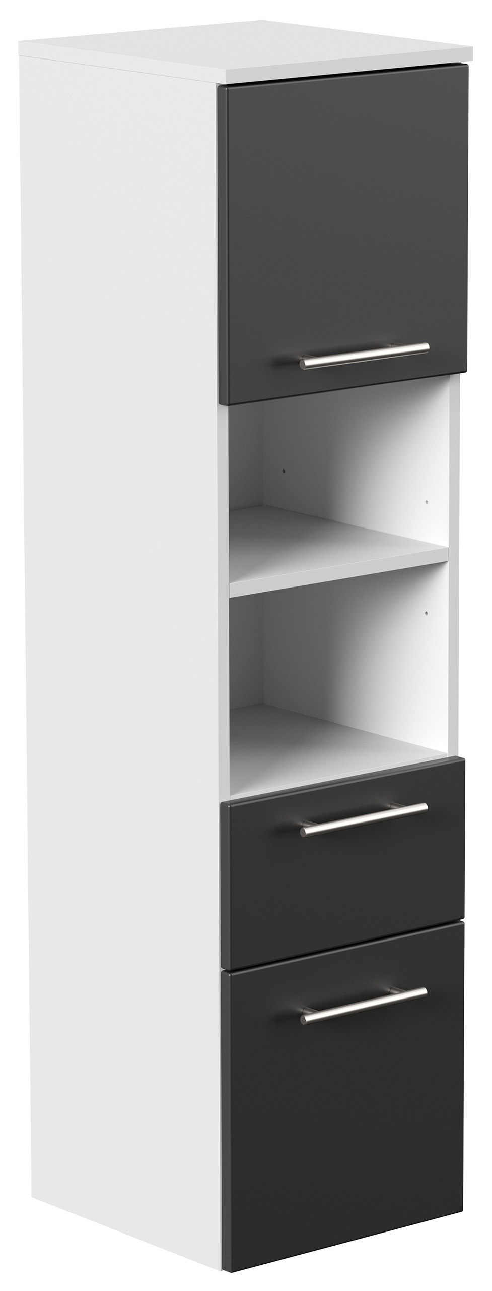 Hochschrank SANTINI 135cm weiss matt mit Fronten in schwarz