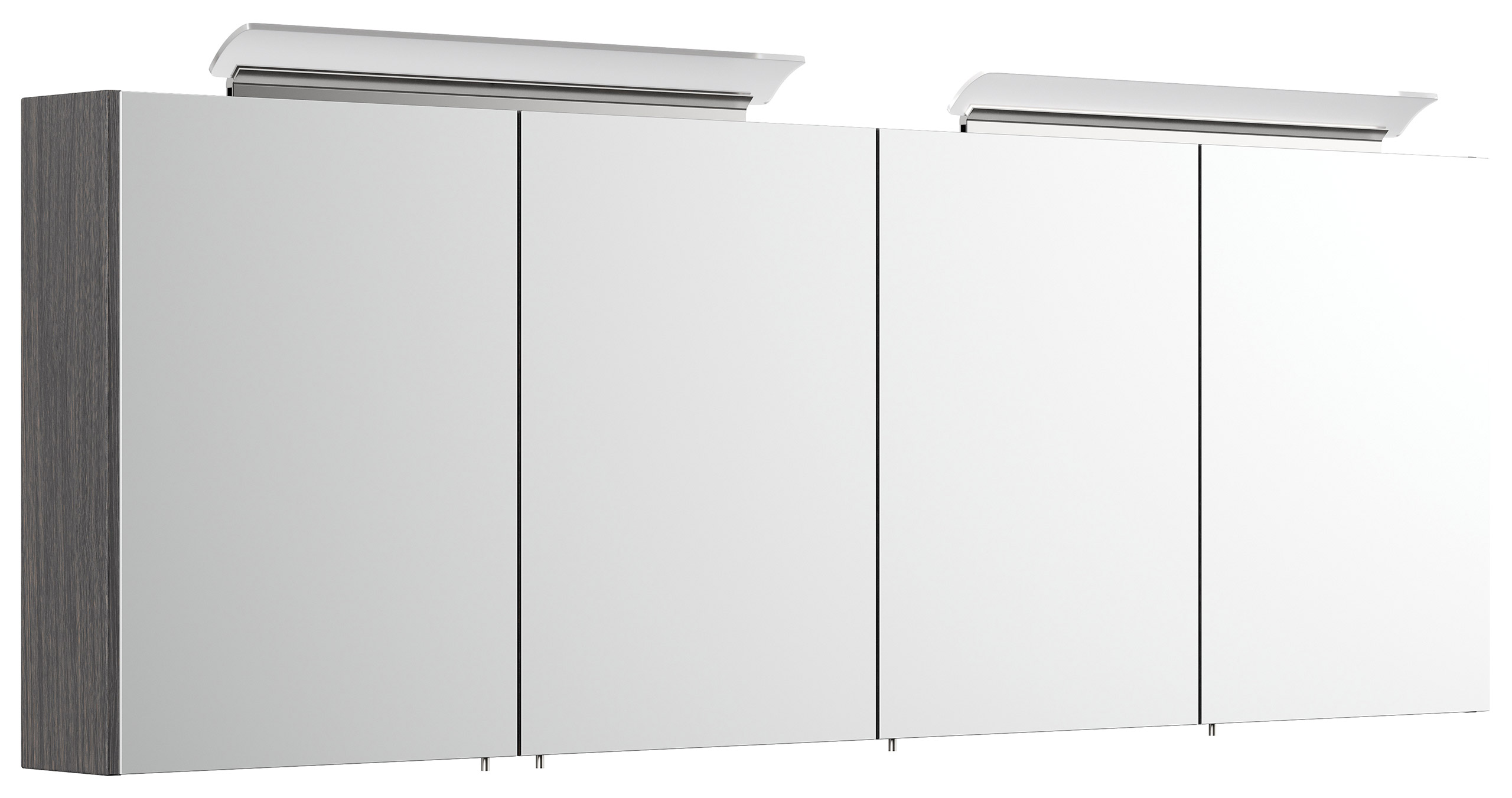 Spiegelschrank 180cm mit Acryl-Lampe und Glasböden Anthrazit gemasert