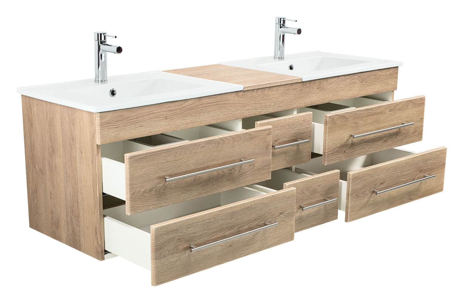 Badmöbel Milano XL 172cm Doppel- Waschtisch SoftClose eiche hell