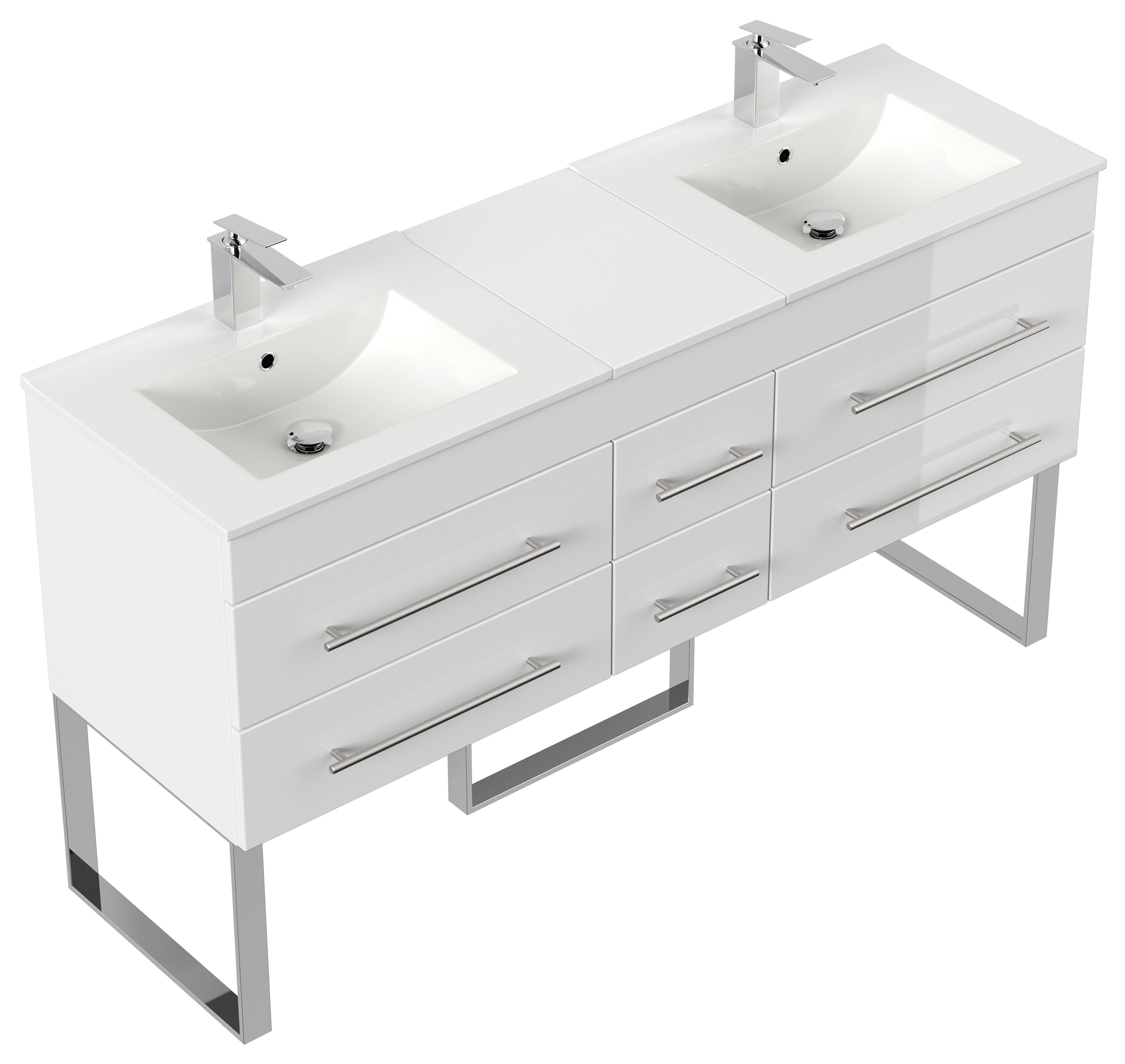 Stand Badmöbel Roma XL SoftClose weiss hochglanz