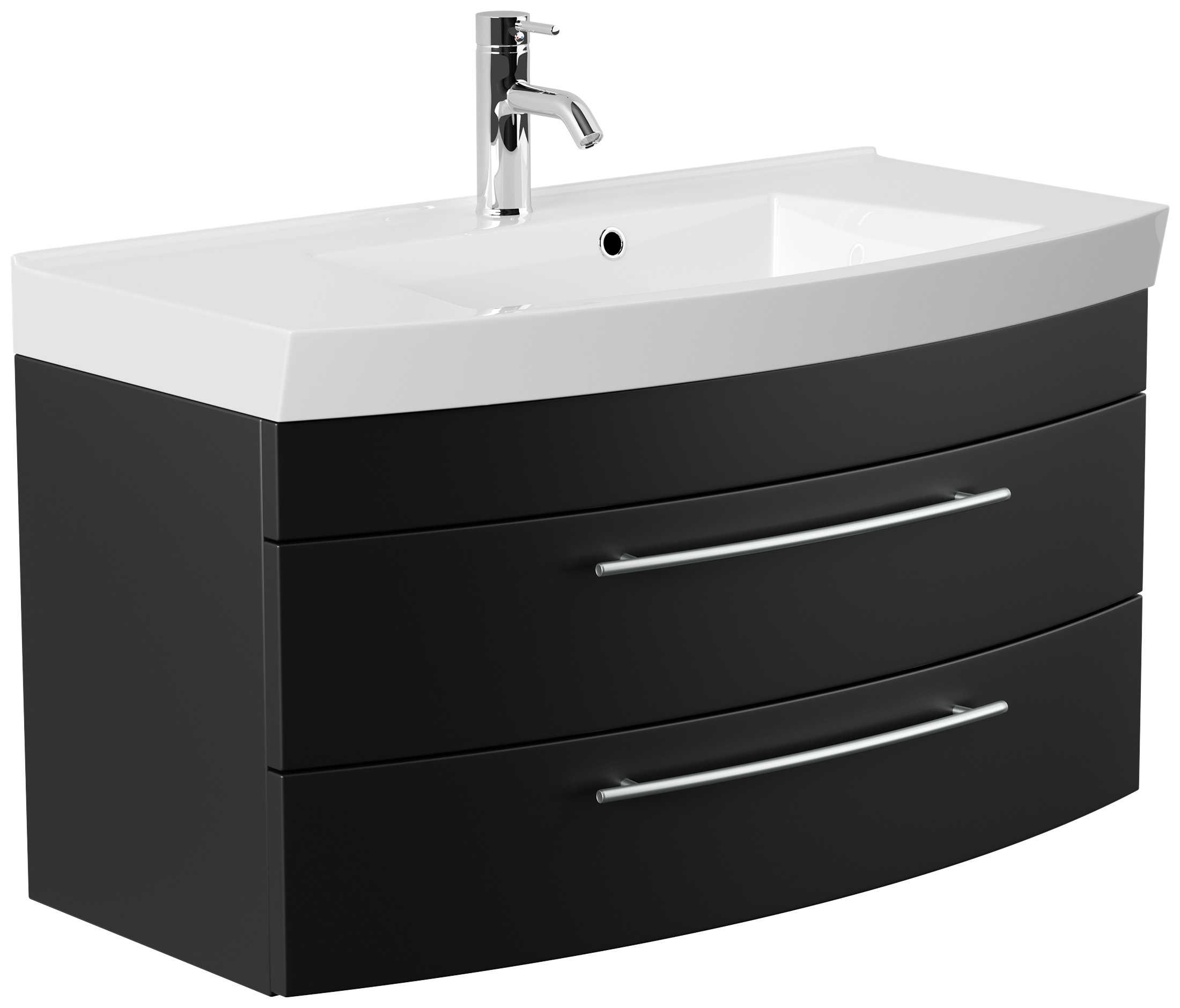 Badmöbel Bella 100 mit runder Front SoftClose schwarz
