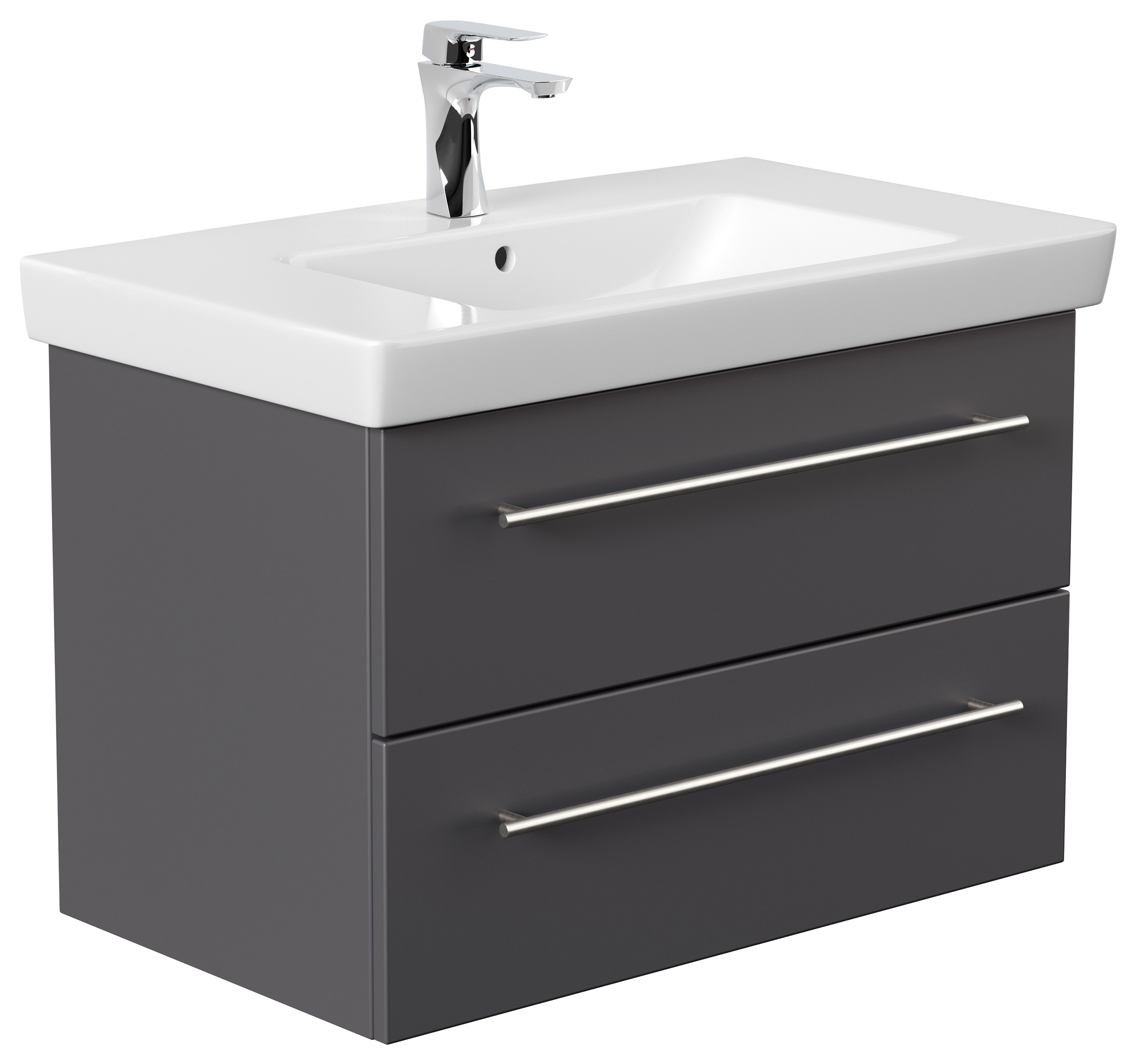 Badmöbel mit Villeroy & Boch Subway 2.0 Waschbecken 80 cm SoftClose anthrazit