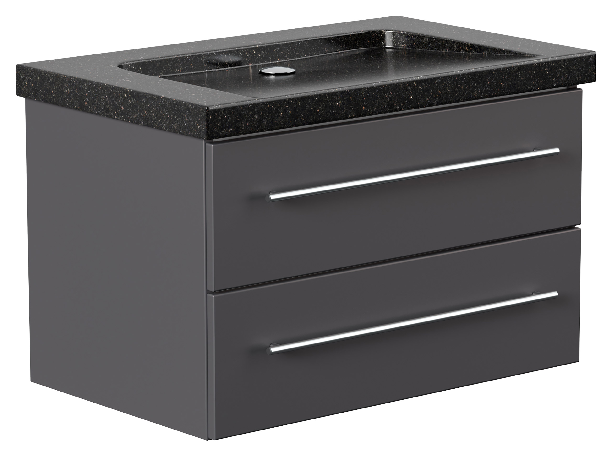 Badmöbel Granit Galaxy Black Damo 75 cm ohne Hahnloch SoftClose anthrazit