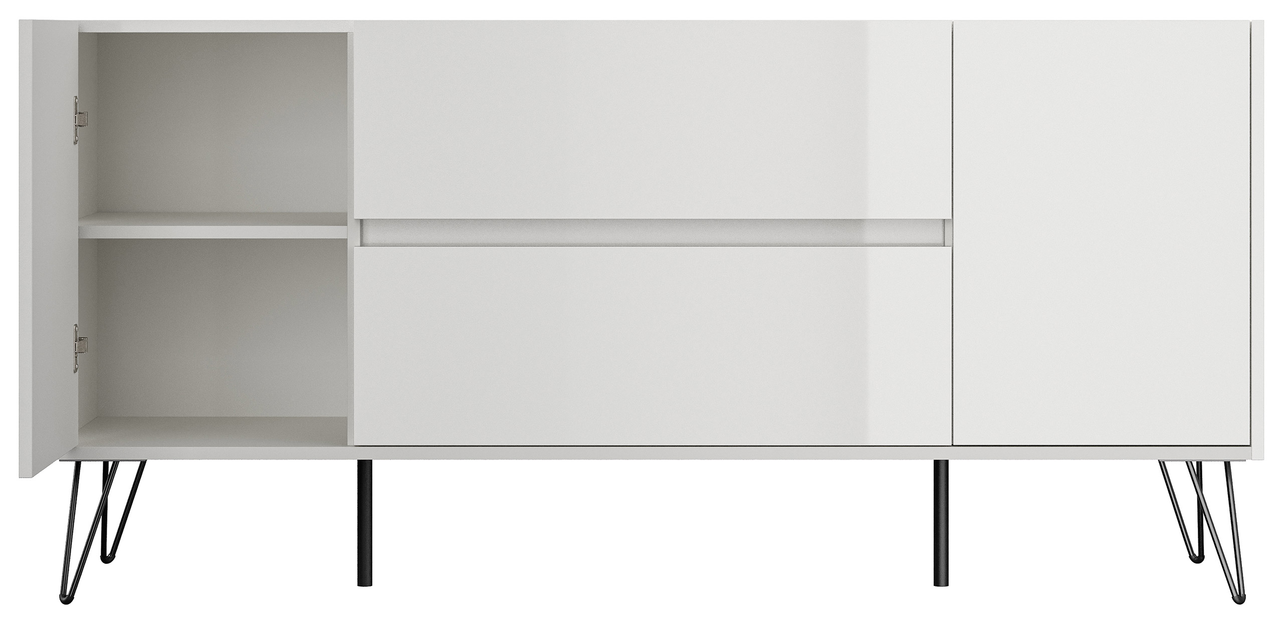 Raumwunder Sideboard Kommode Taran 155cm 2 SoftClose 2 Türen Weiß hochglanz