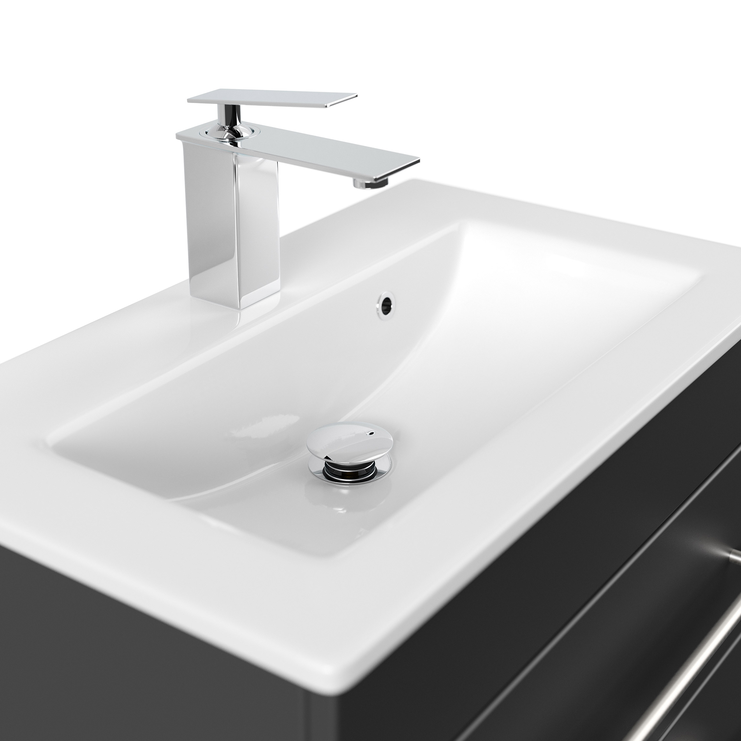 Badmöbel Mars 600 2-teilig mit LED Spiegel SlimLine schwarz