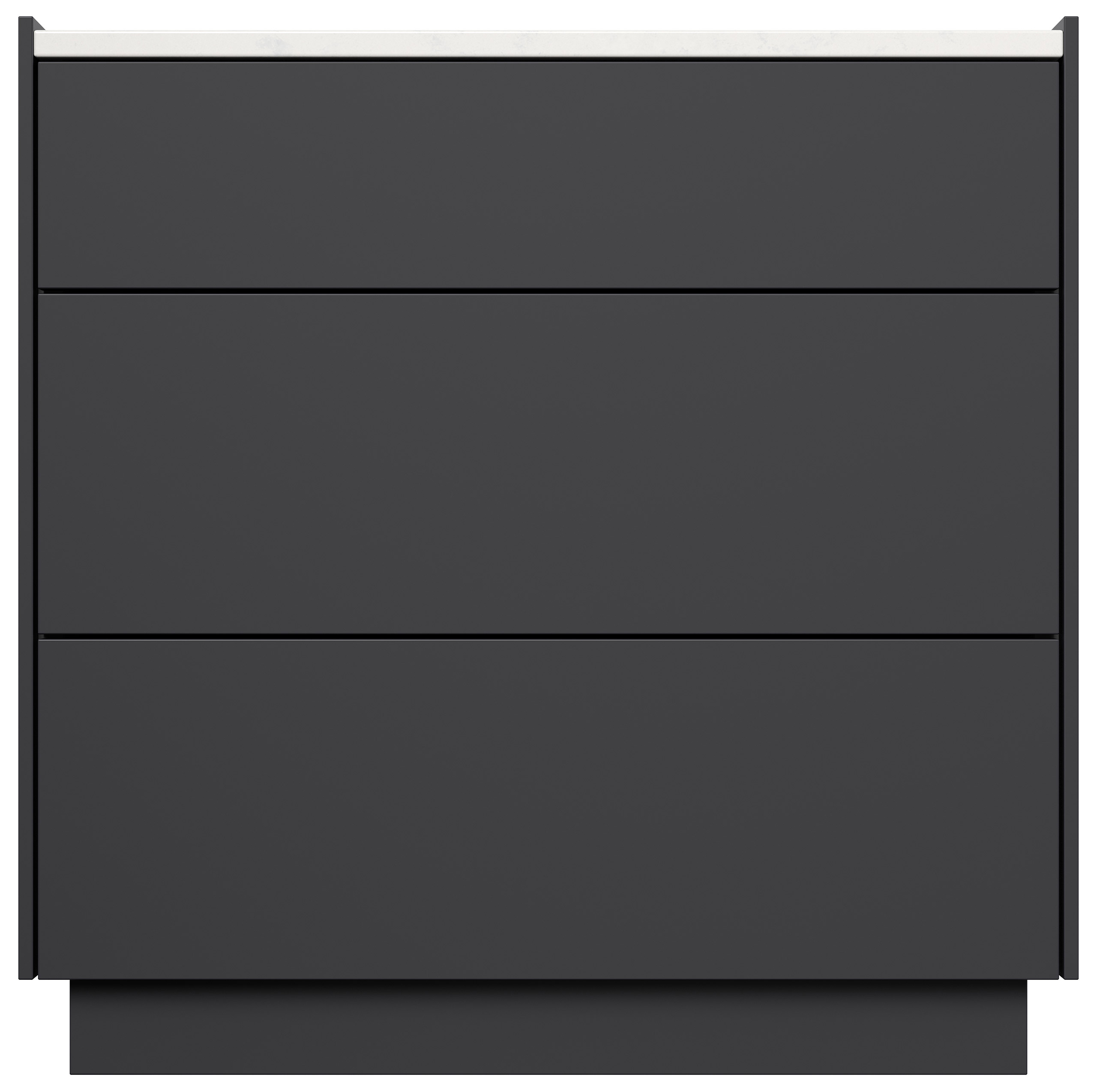 Nachttisch Kommode Lux XL 70cm, Quarz, 3 Pushauszüge Grafit für Boxspringbett
