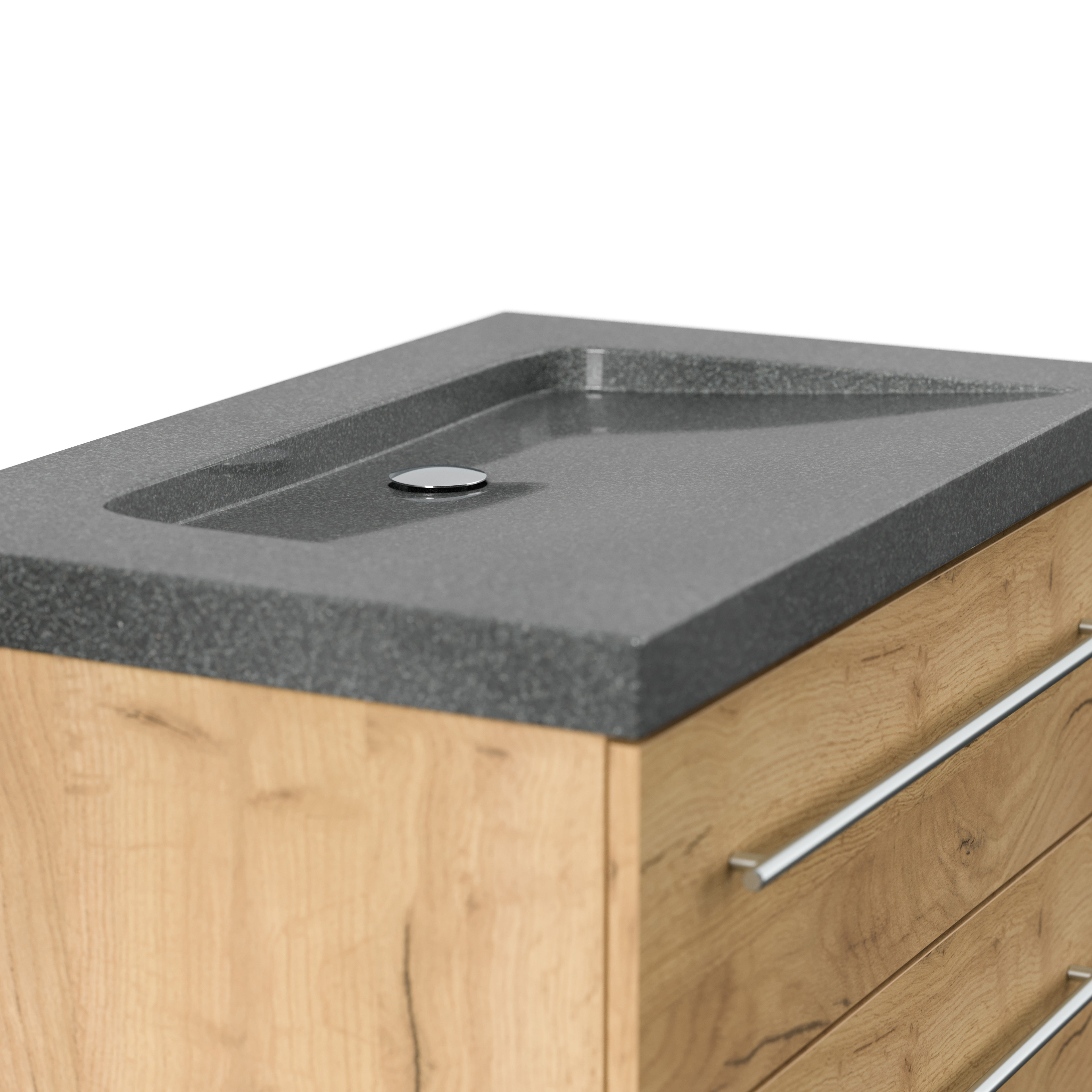 Badmöbel Granit G654 Damo 75 cm ohne Hahnloch SoftClose eiche gold