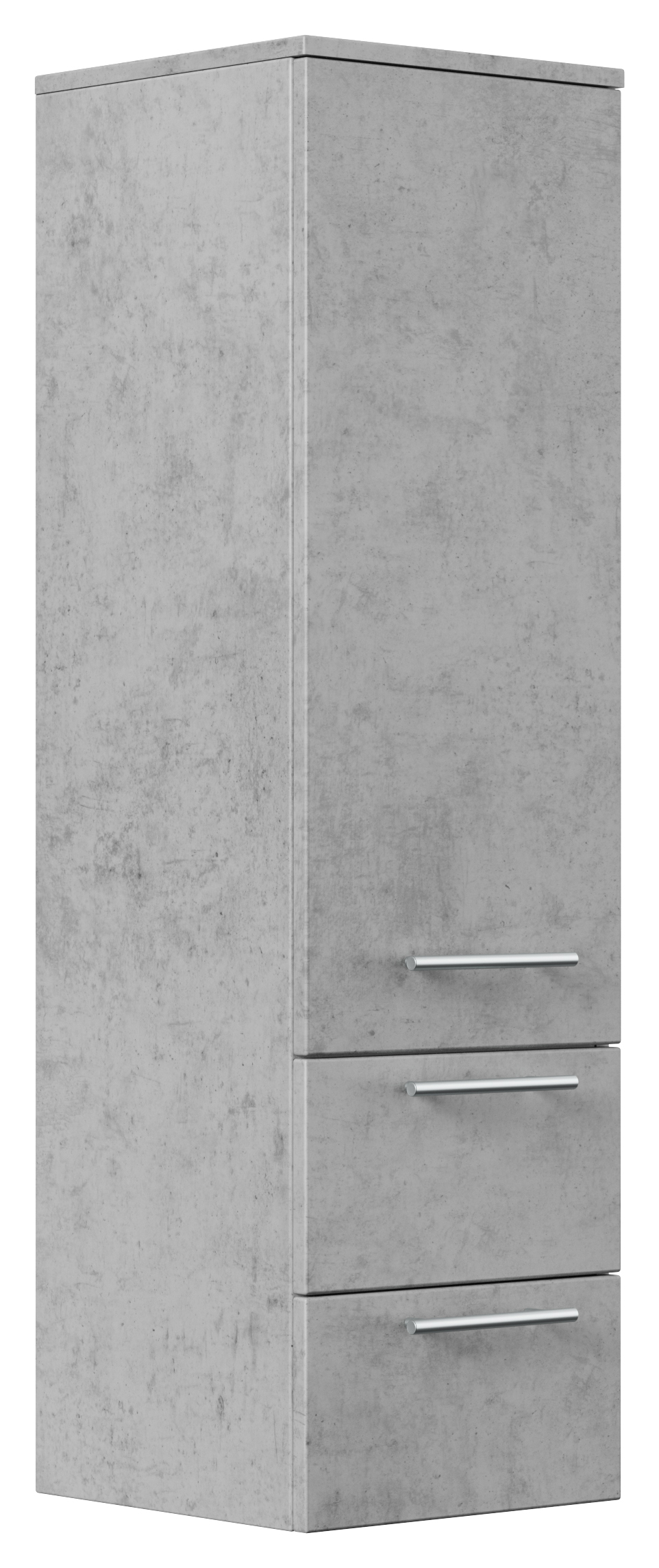 Hochschrank 120 cm in Beton mit Glaseinlagen
