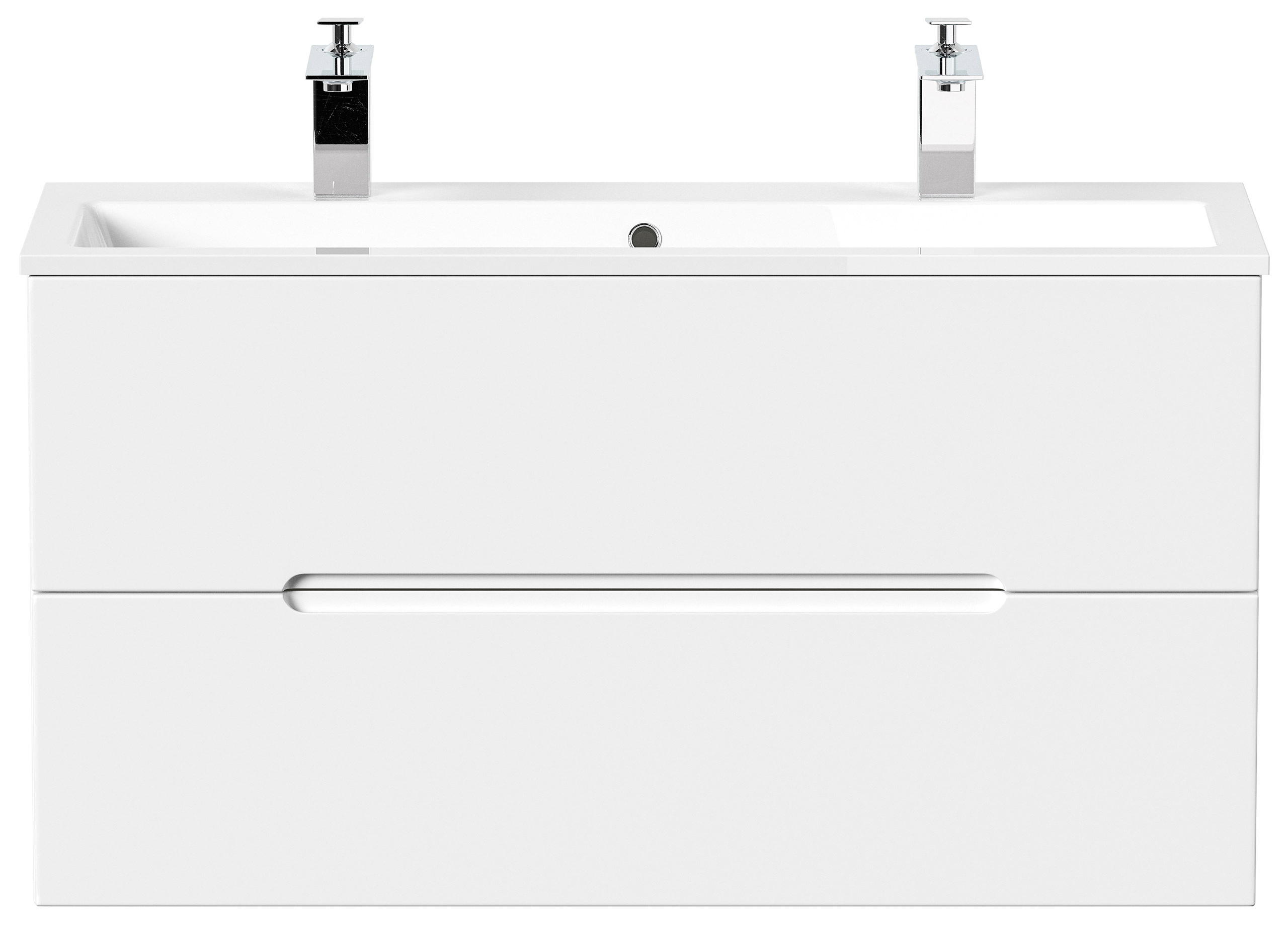 Badmöbel Mars 1000 SlimLine, 2-Hahnloch SoftClose Schubladen weiss matt Badmöbel Mars 1000 SlimLine, 2-Hahnloch SoftClose Schubladen weiss matt