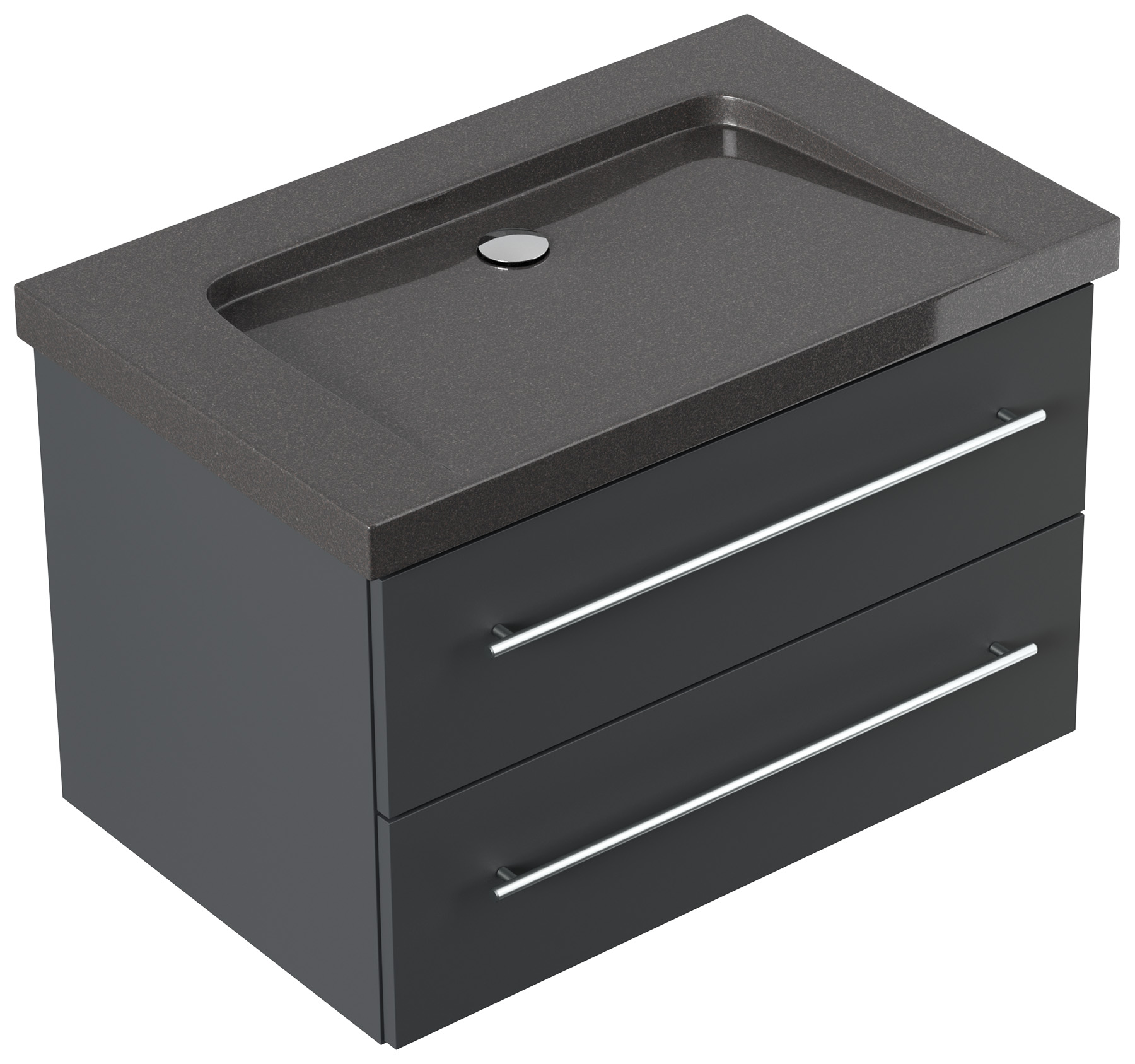 Badmöbel Granit India Black Damo 75 cm ohne Hahnloch SoftClose grafit