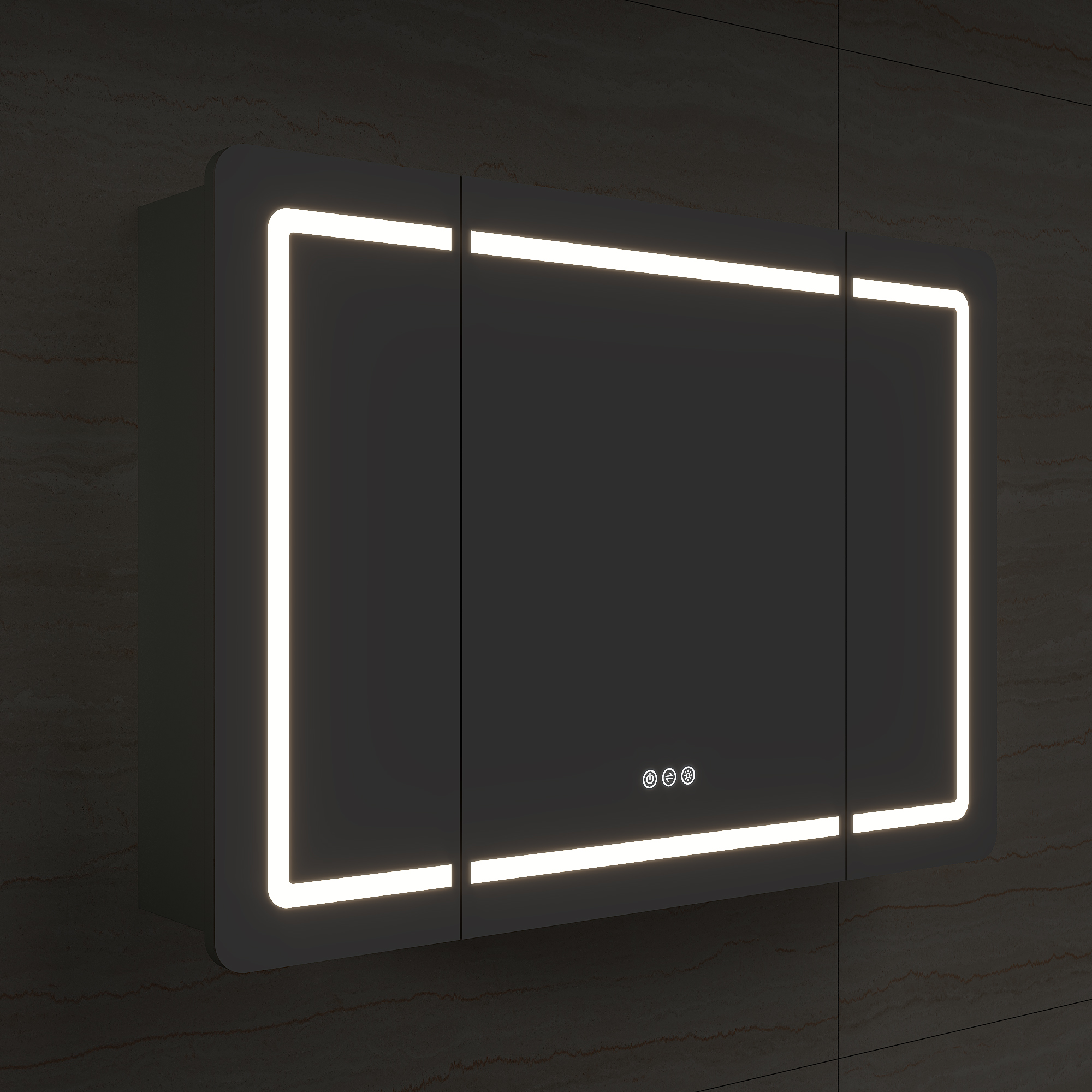 Spiegelschrank Riva 100 cm inkl. LED-Lampe und Glasböden montiert grafit matt