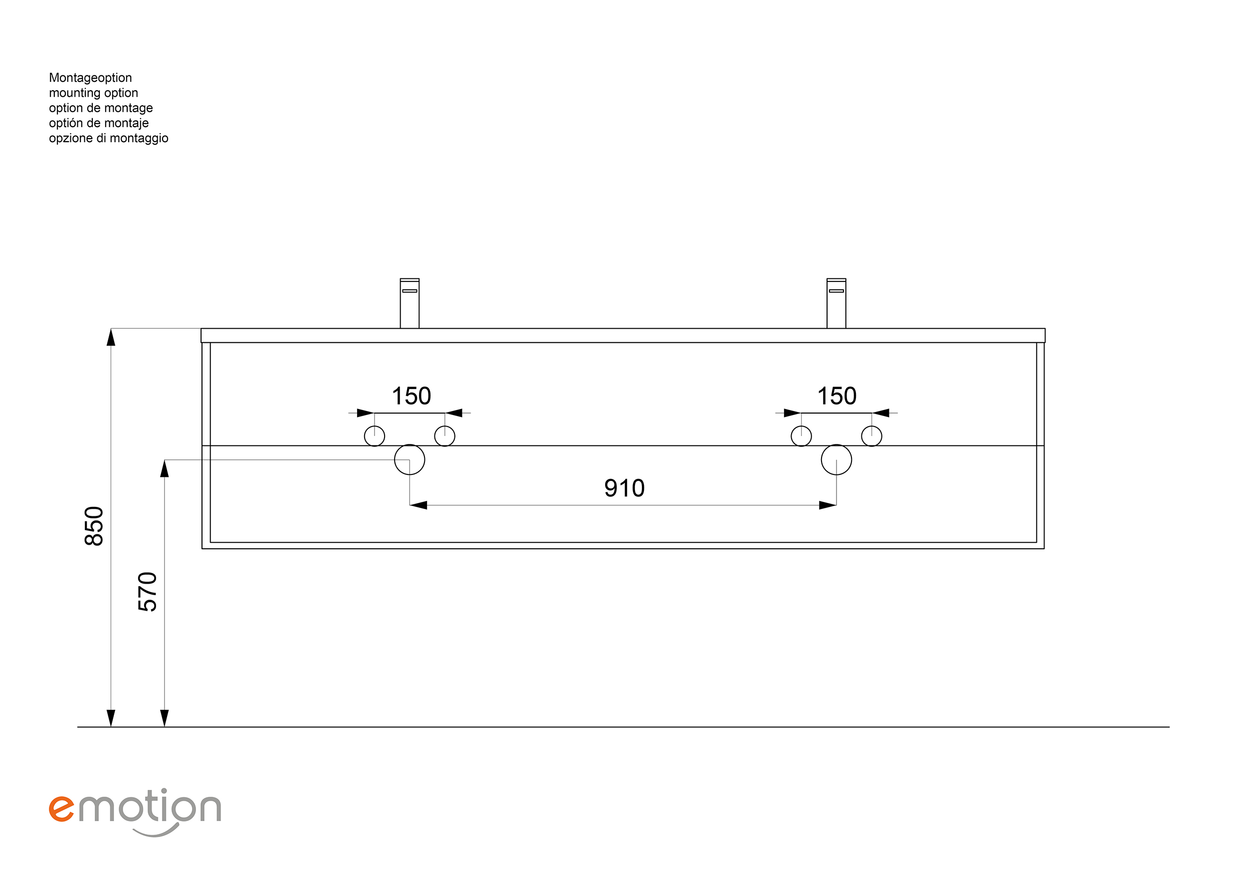 Badmöbelset Colossos 180 4-teilig m. LED-Spiegel SoftClose beton