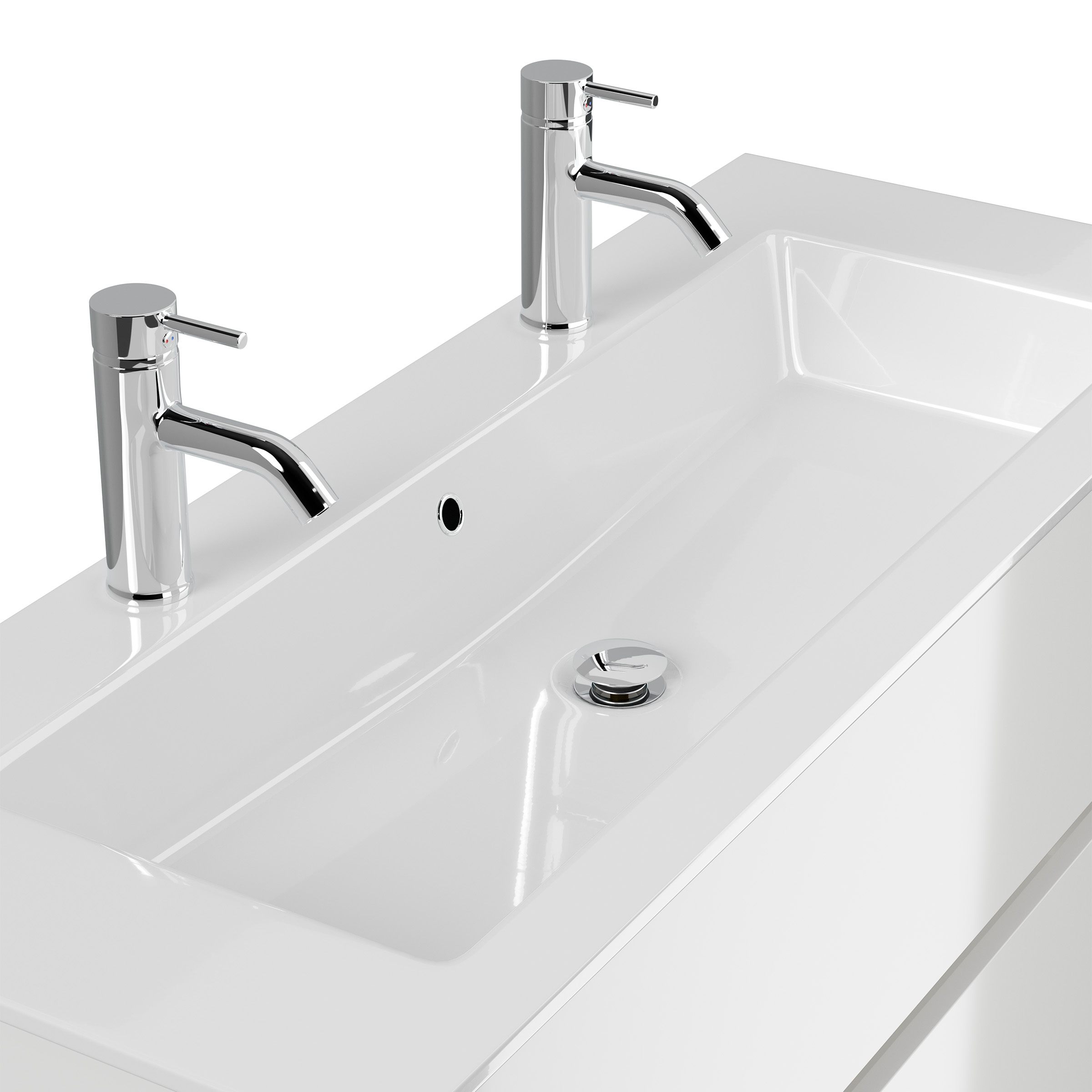 Doppel-Badmöbel Set Taifun 3tlg. 120 cm mit Spiegelschrank & Hochschrank weiß 