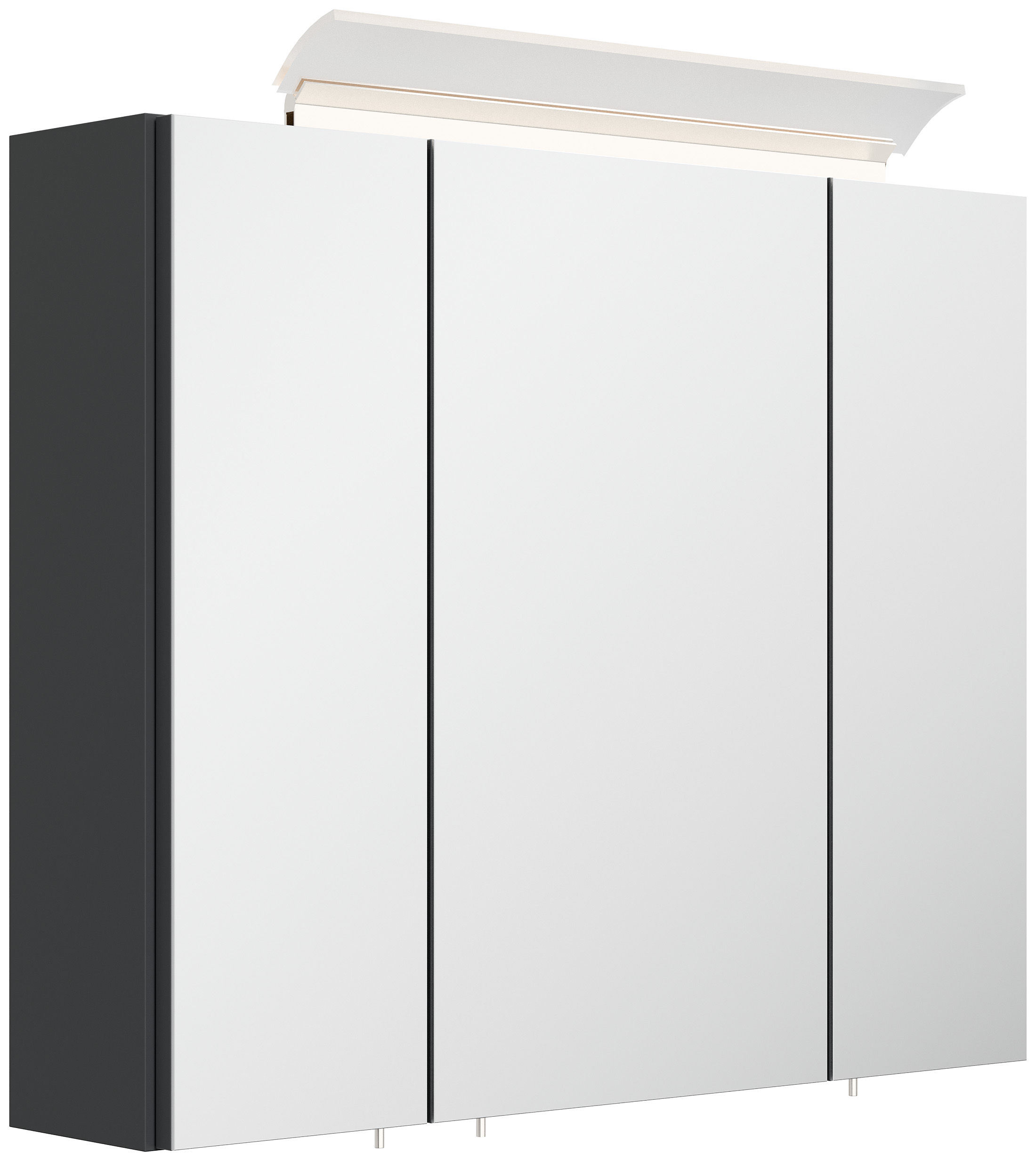 Spiegelschrank 75cm inkl. Design LED-Lampe und Glasböden grafit