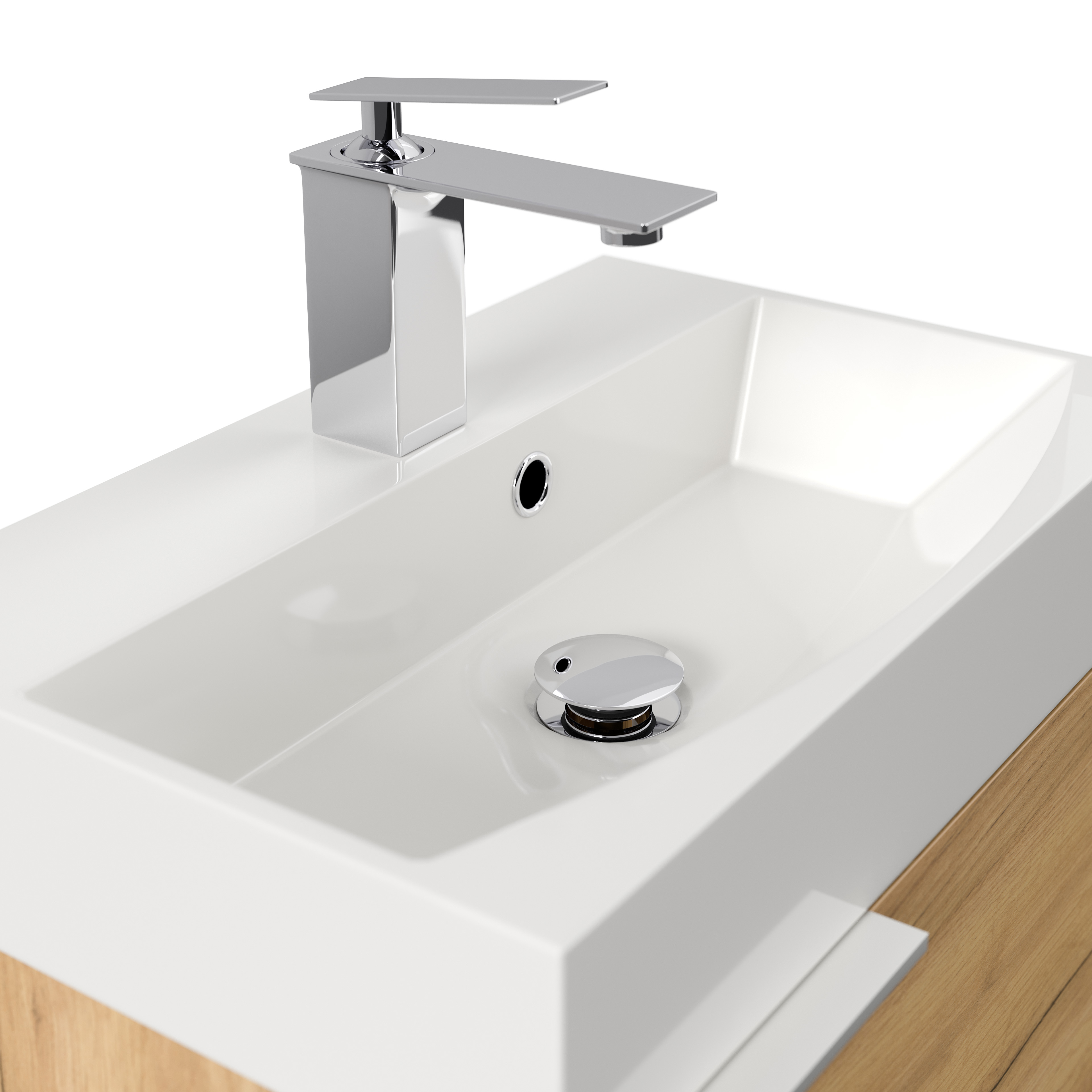 Gäste WC Badmöbel Kubus Slimline 50cm SoftClose eiche gold