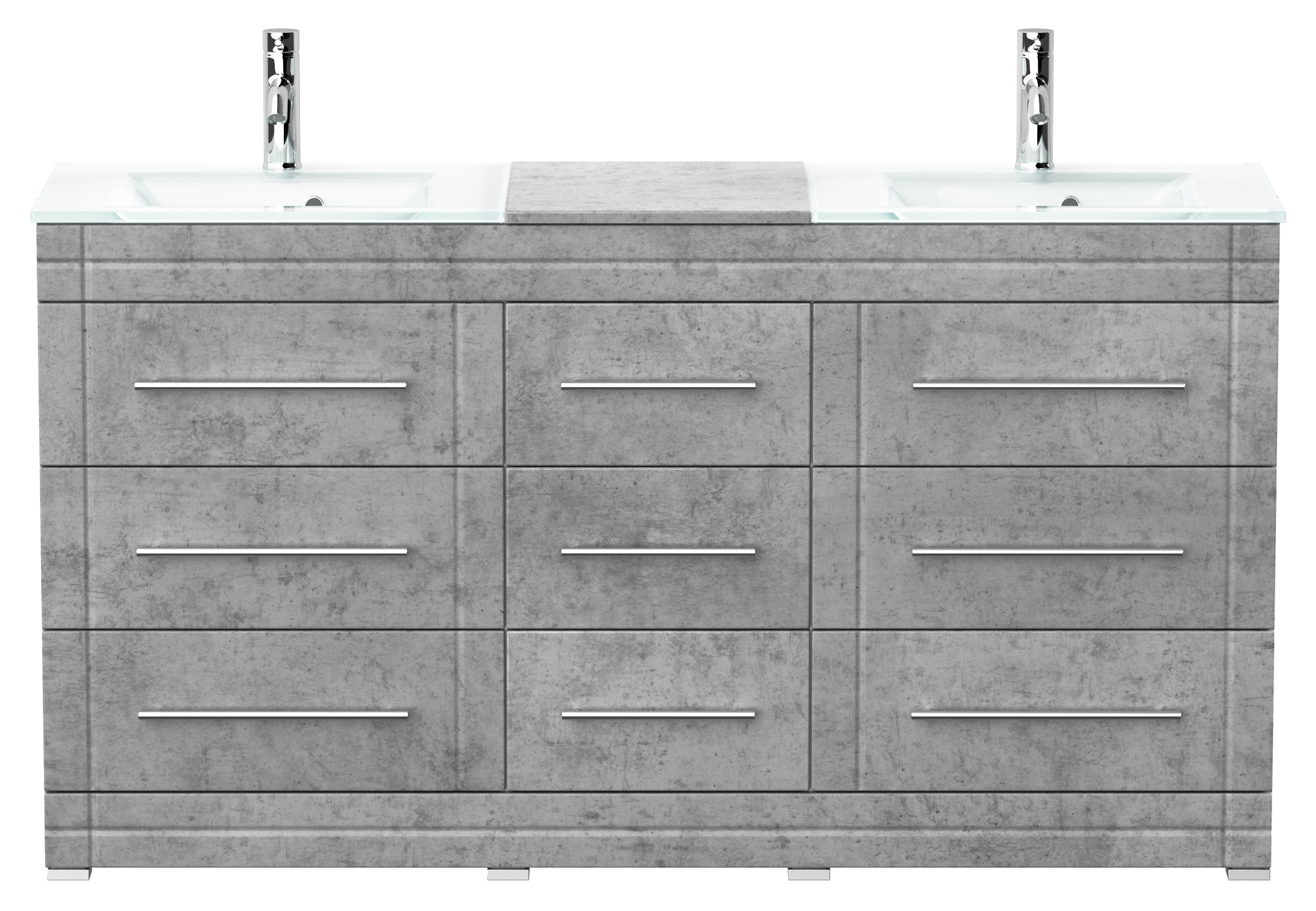 Stand Doppel Badmöbel Vitro Modern inkl. Glasbecken SoftClose beton
