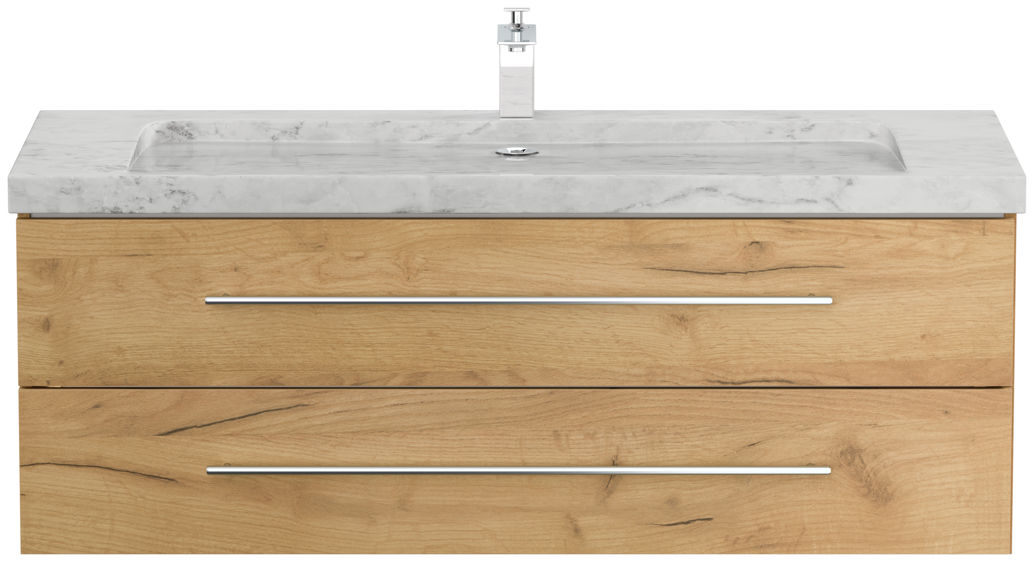 Badmöbel Marmor Carrara White Damo 130 cm 1 Hahnloch SoftClose eiche gold