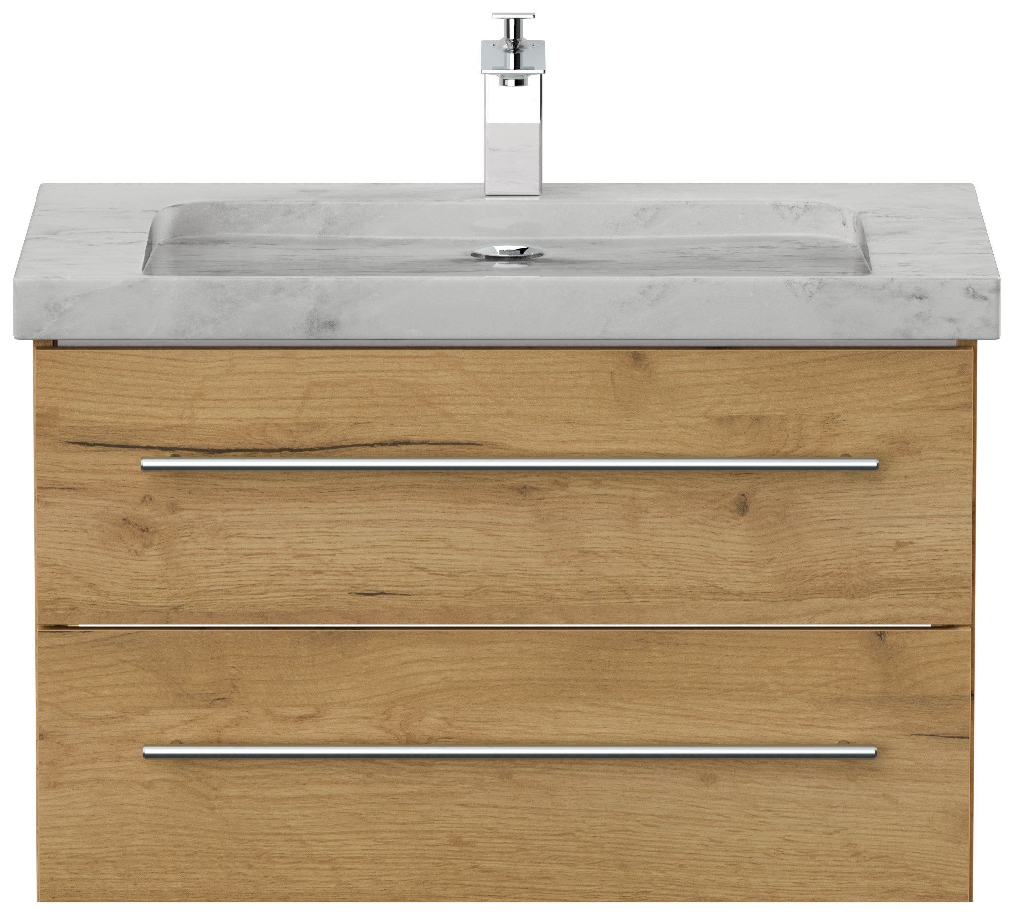 Badmöbel Marmor Carrara White Damo 75 cm 1 Hahnloch SoftClose eiche gold