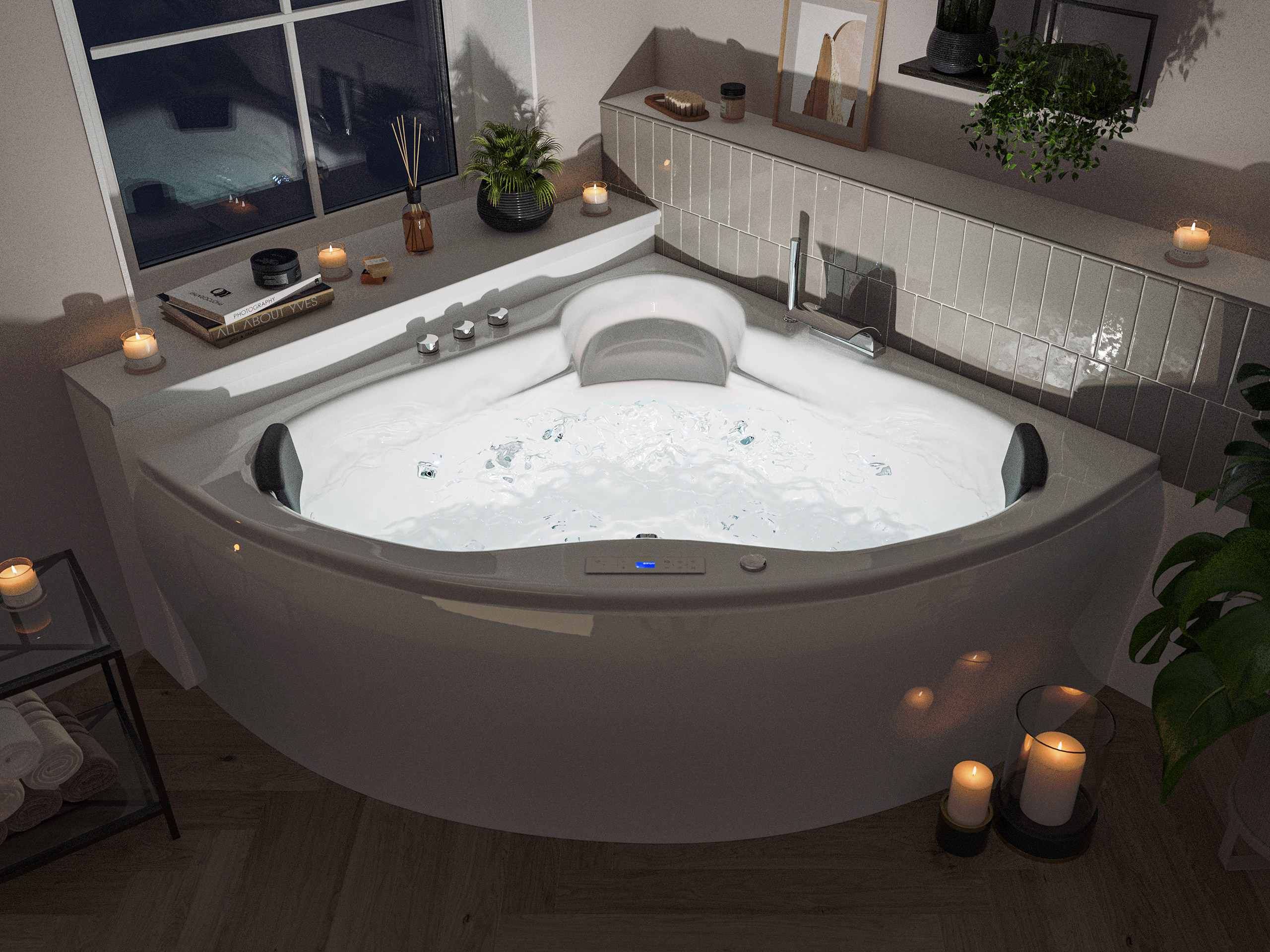 Eck Whirlpool Selene 140x140x59 Made in Germany 22 Düsen mit Armatur