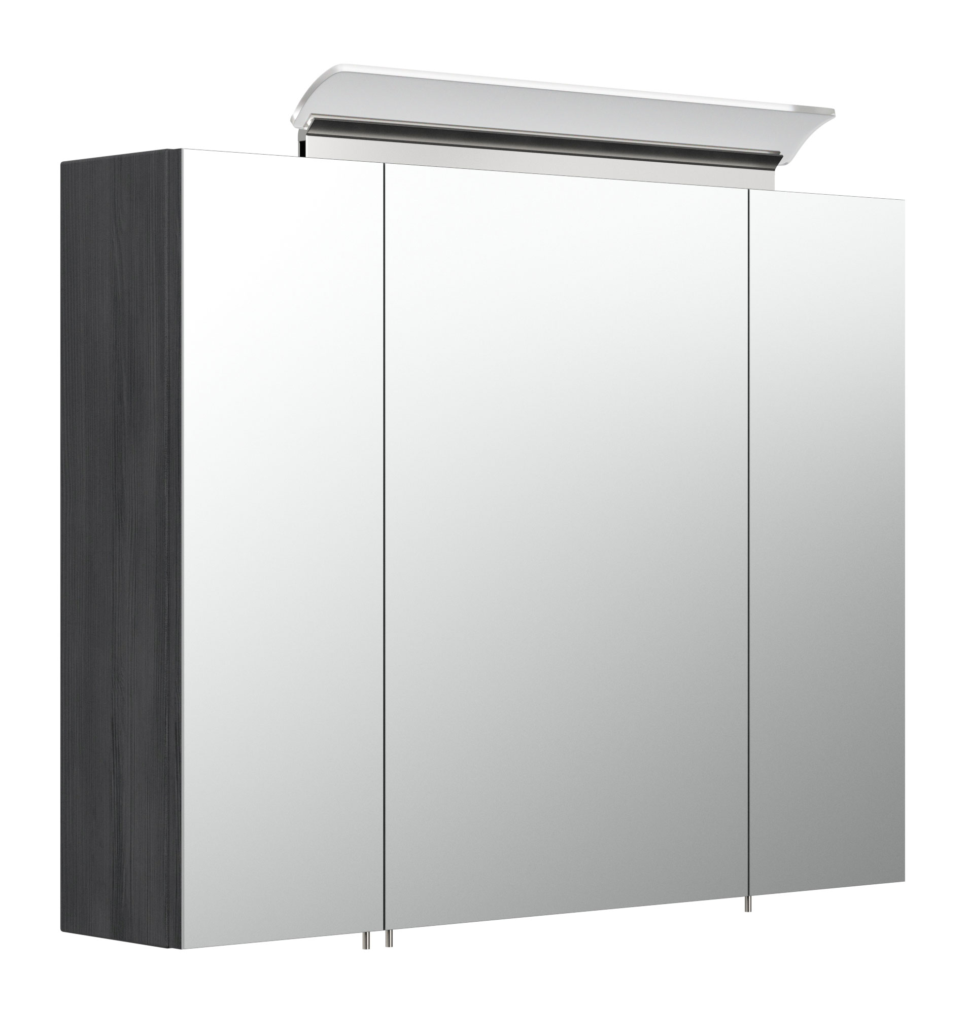 Spiegelschrank 80cm inkl. Design LED-Lampe und Glasböden graphit