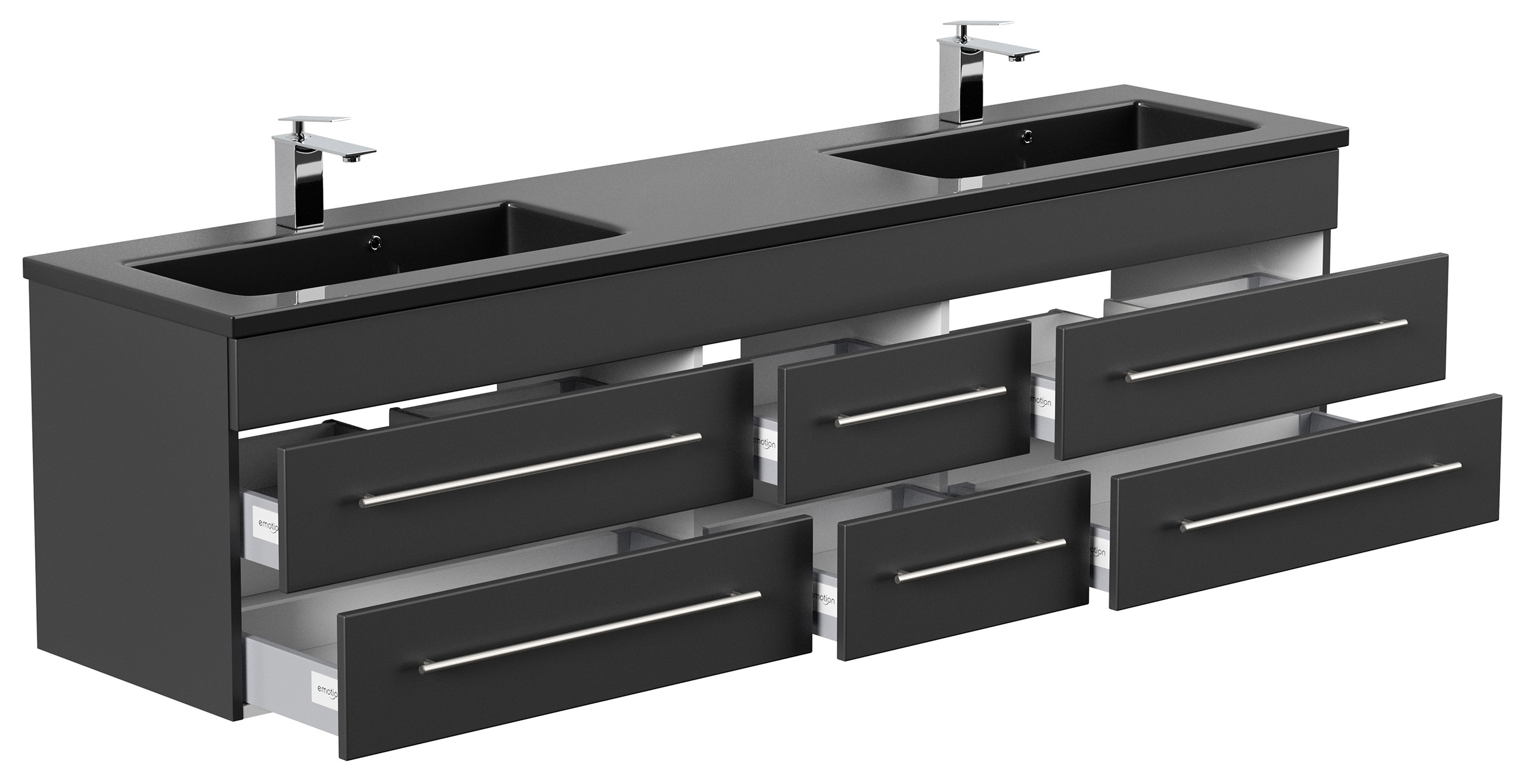 Badmöbel Compose 200 schwarzes Waschbecken SoftClose schwarz