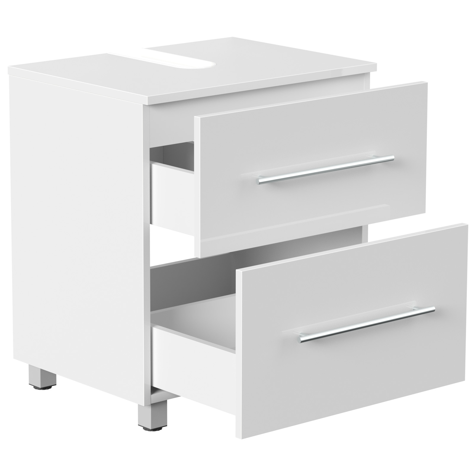Universal Unterbau auf Standfüßen 55 cm SoftClose weiss hochglanz