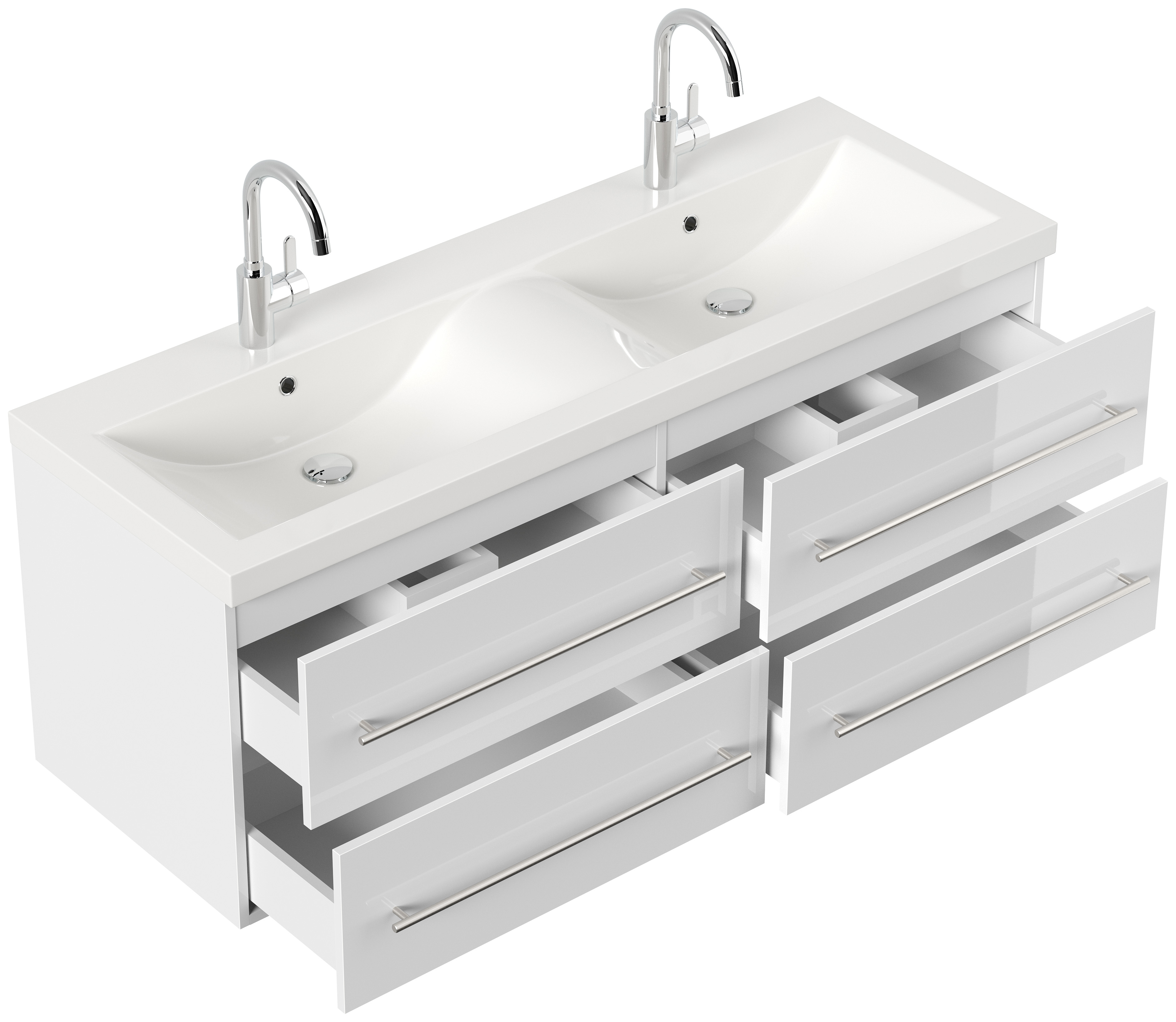 Badmöbelset PersepolisXL 5-teilig Spiegelschrank Seiten Hoch & Midischrank weiss