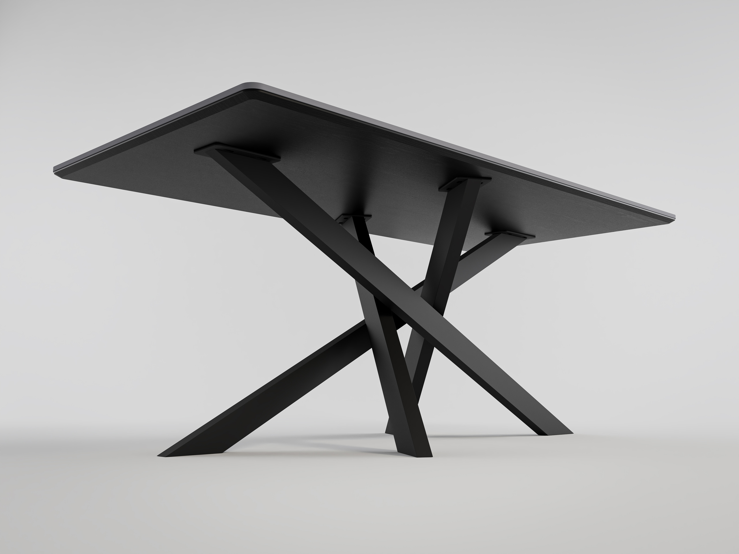 Esszimmertisch ELLEN 180x90cm graue Keramikplatte schwarzes Kreuzgestell