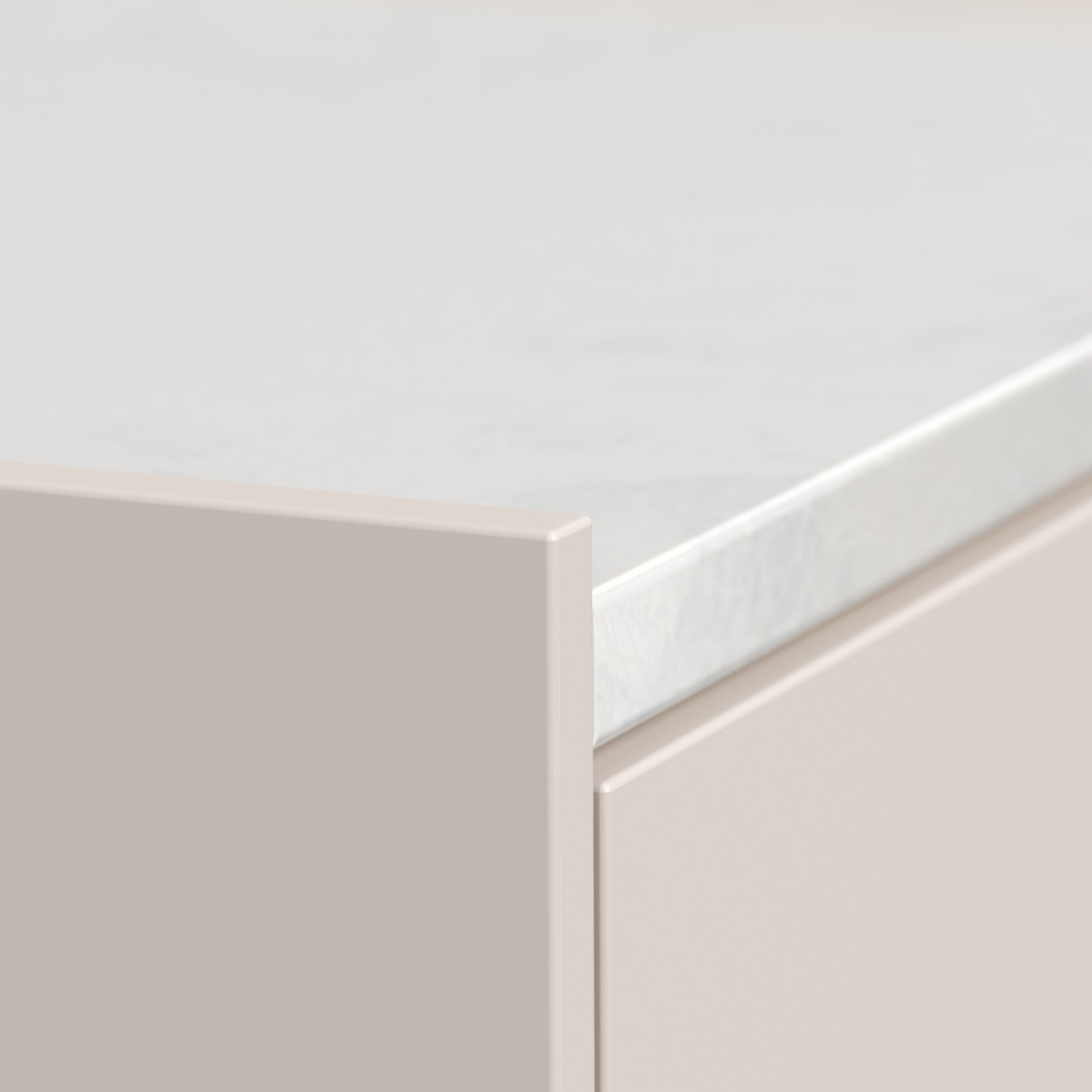Nachttisch Kommode Artem 60cm, Quarztop, 2 Softeinzüge lackiert Creme Grafit