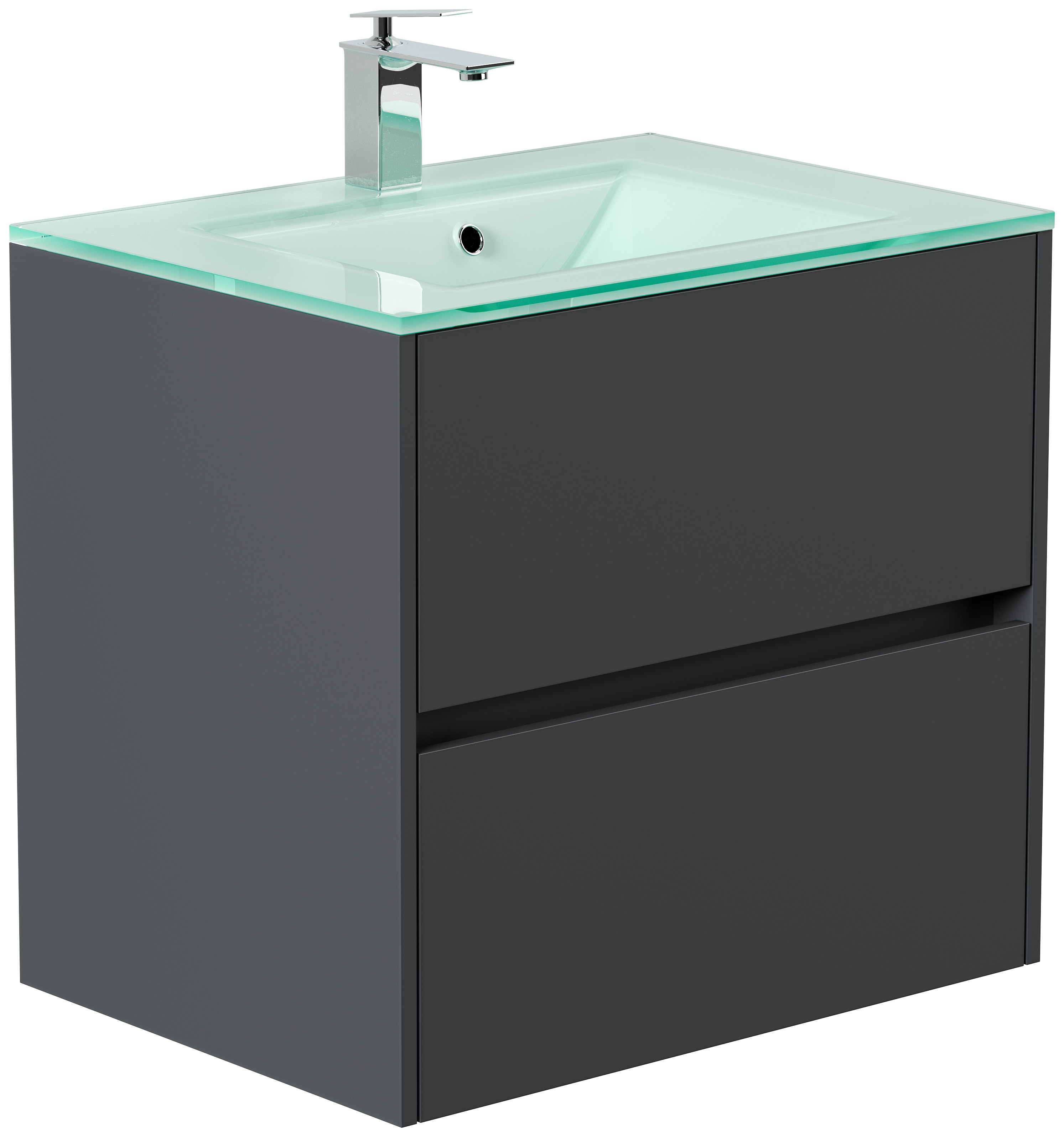 Badmöbel Lina & Waschtisch 70cm 2 Greifraum SoftClose Auszüge grafit