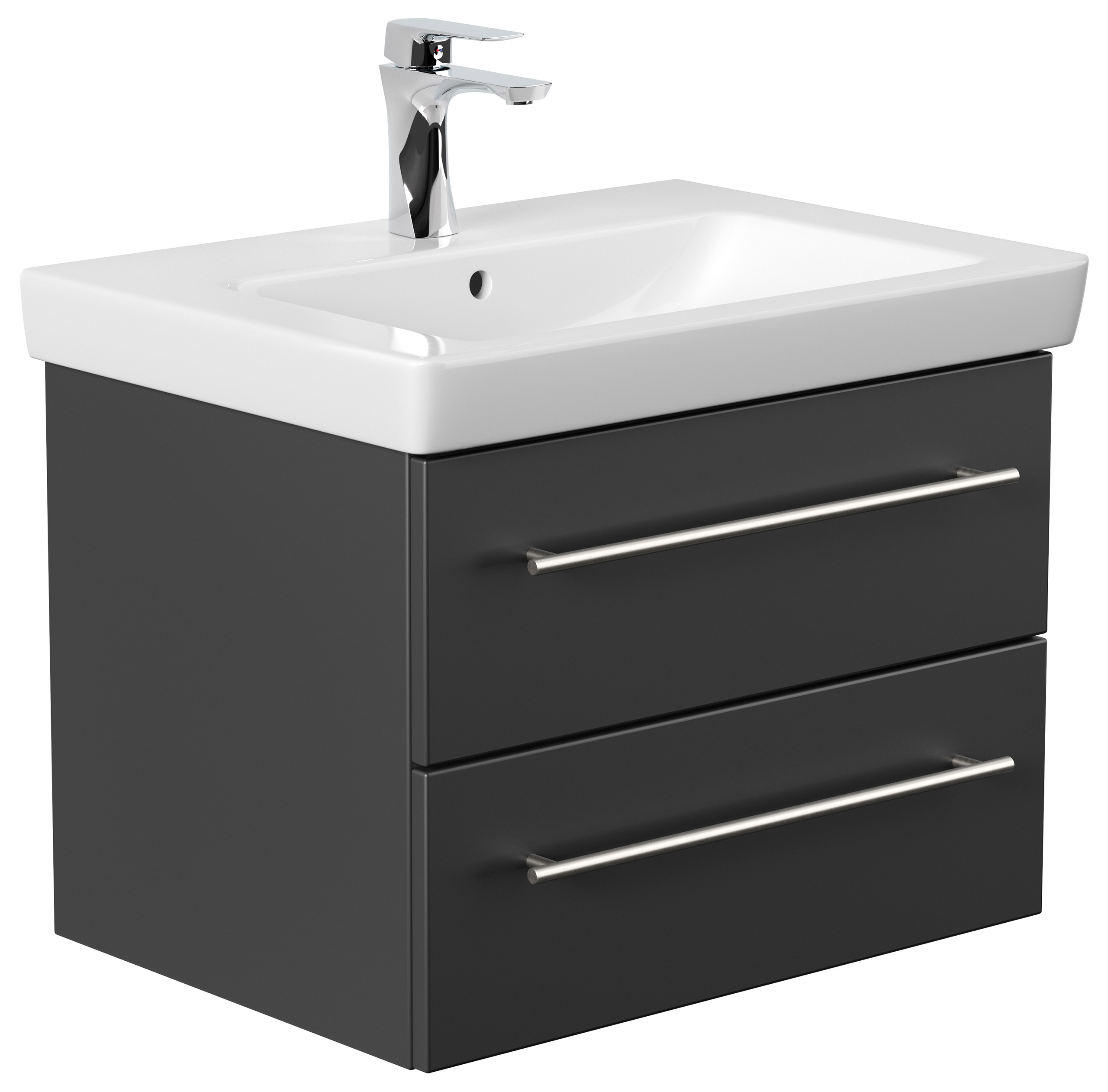 Badmöbel mit Villeroy & Boch Subway 2.0 Waschbecken 65 cm SoftClose schwarz