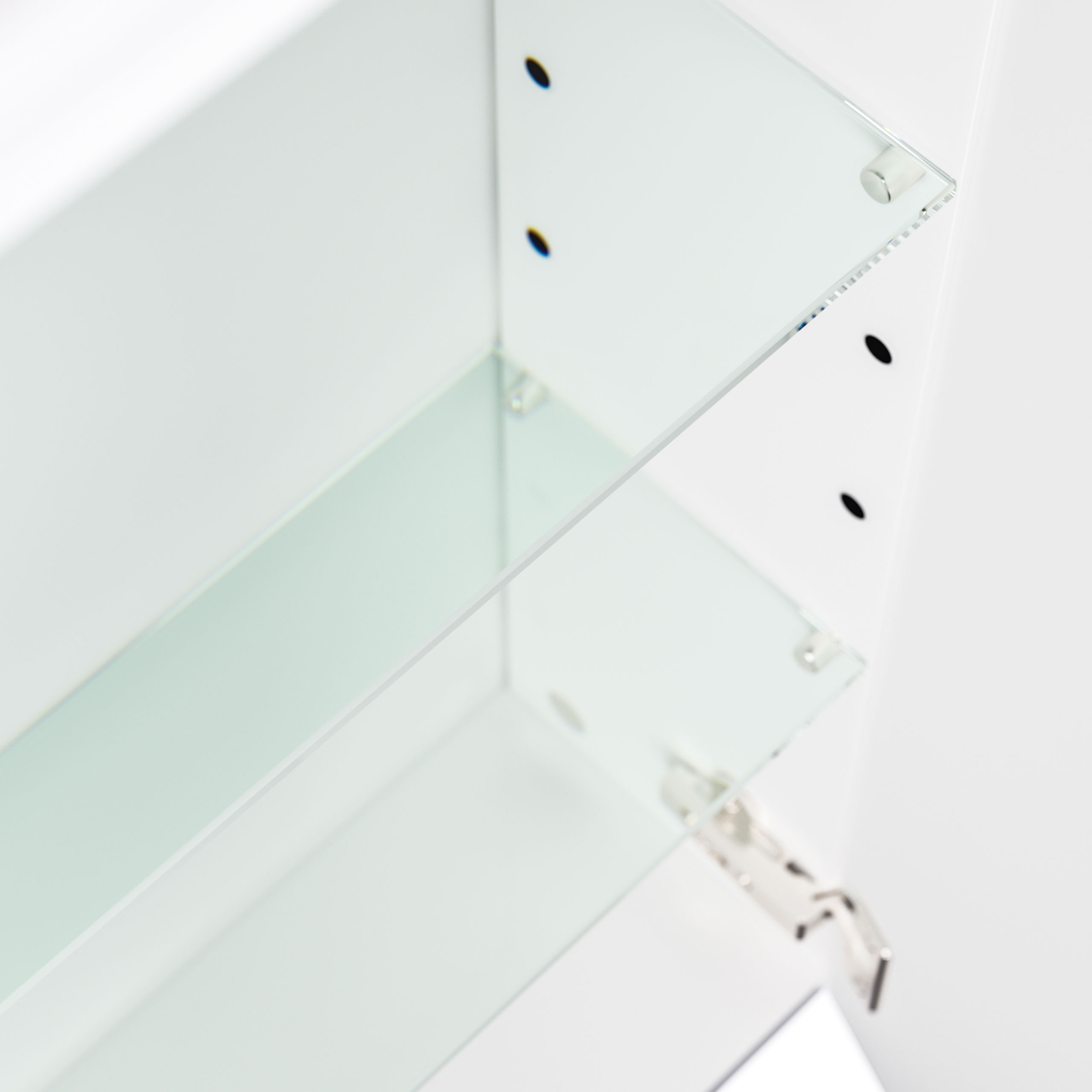 Spiegelschrank 70cm inkl. Design LED-Lampe und Glasböden schwarz