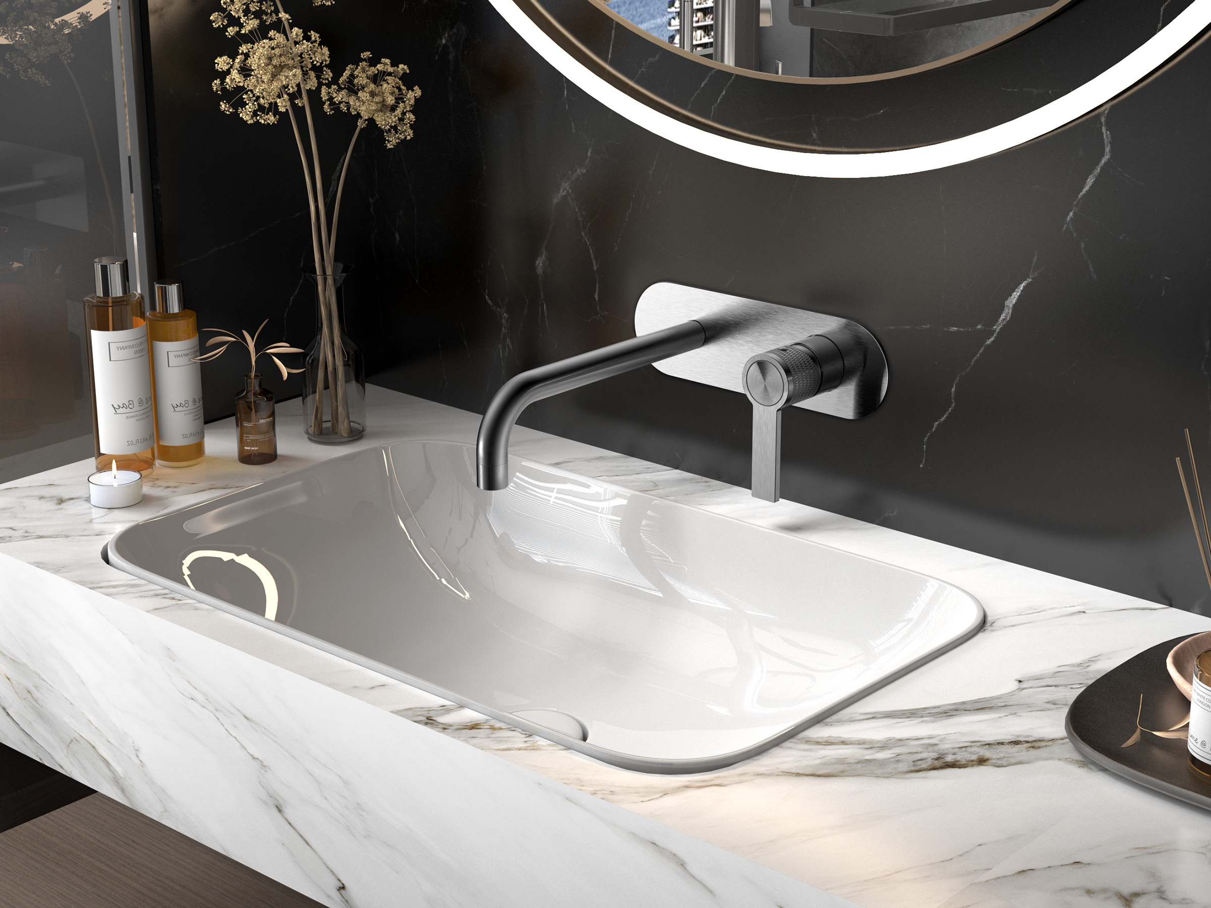 Wand-Waschtischarmatur Aurea Graphite Unterputz