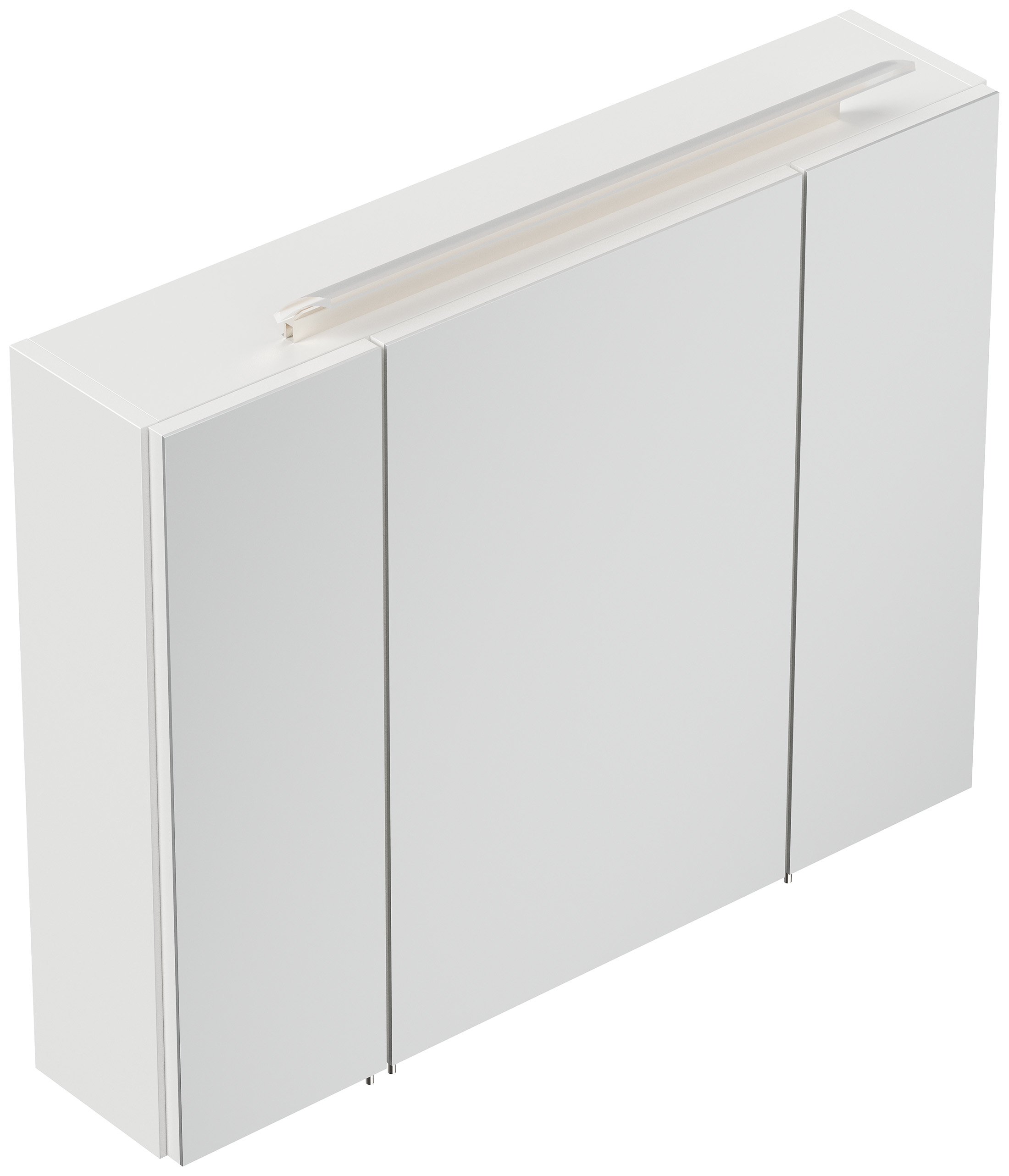 Spiegelschrank 80cm inkl. Design LED-Lampe und Glasböden weiss hochglanz