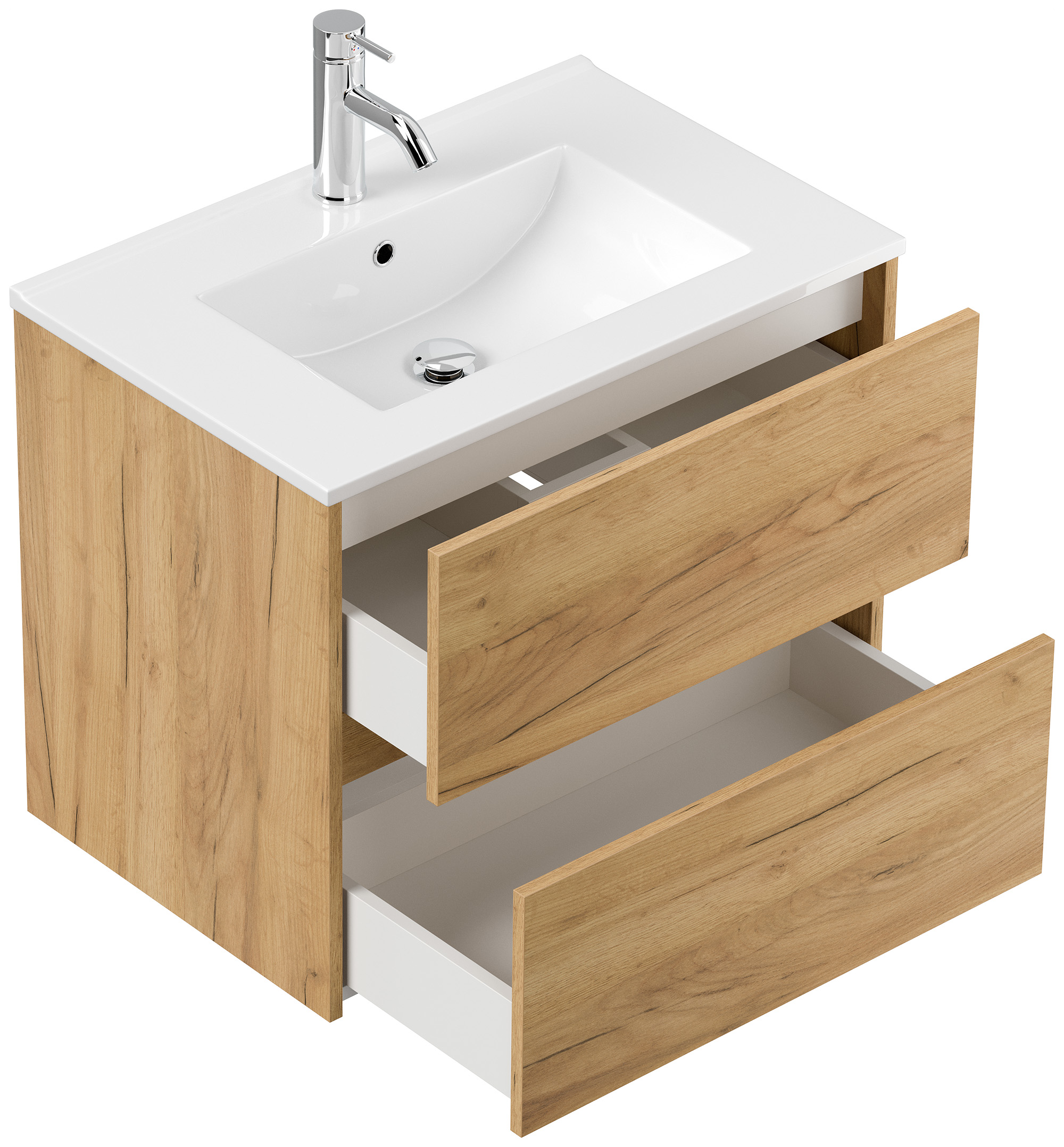 Badmöbelset Taifun 70cm 2tlg mit Spiegelschrank eiche gold